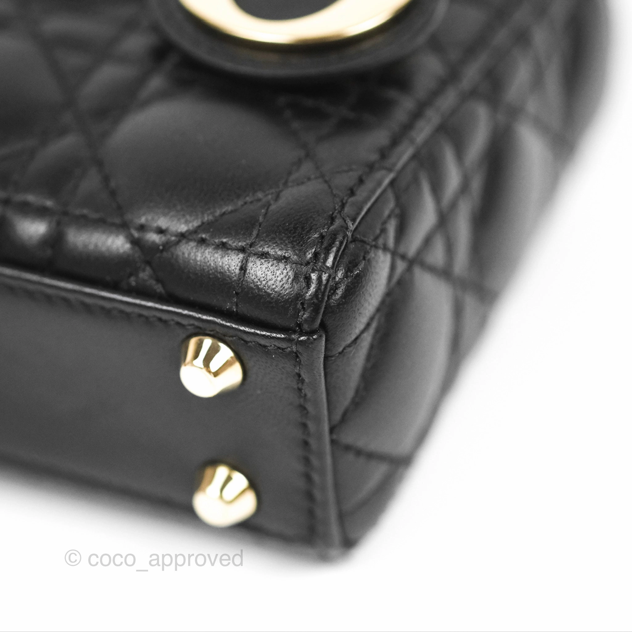 Christian Dior Micro Lady Dior Cannage Black Lambskin Gold Hardware