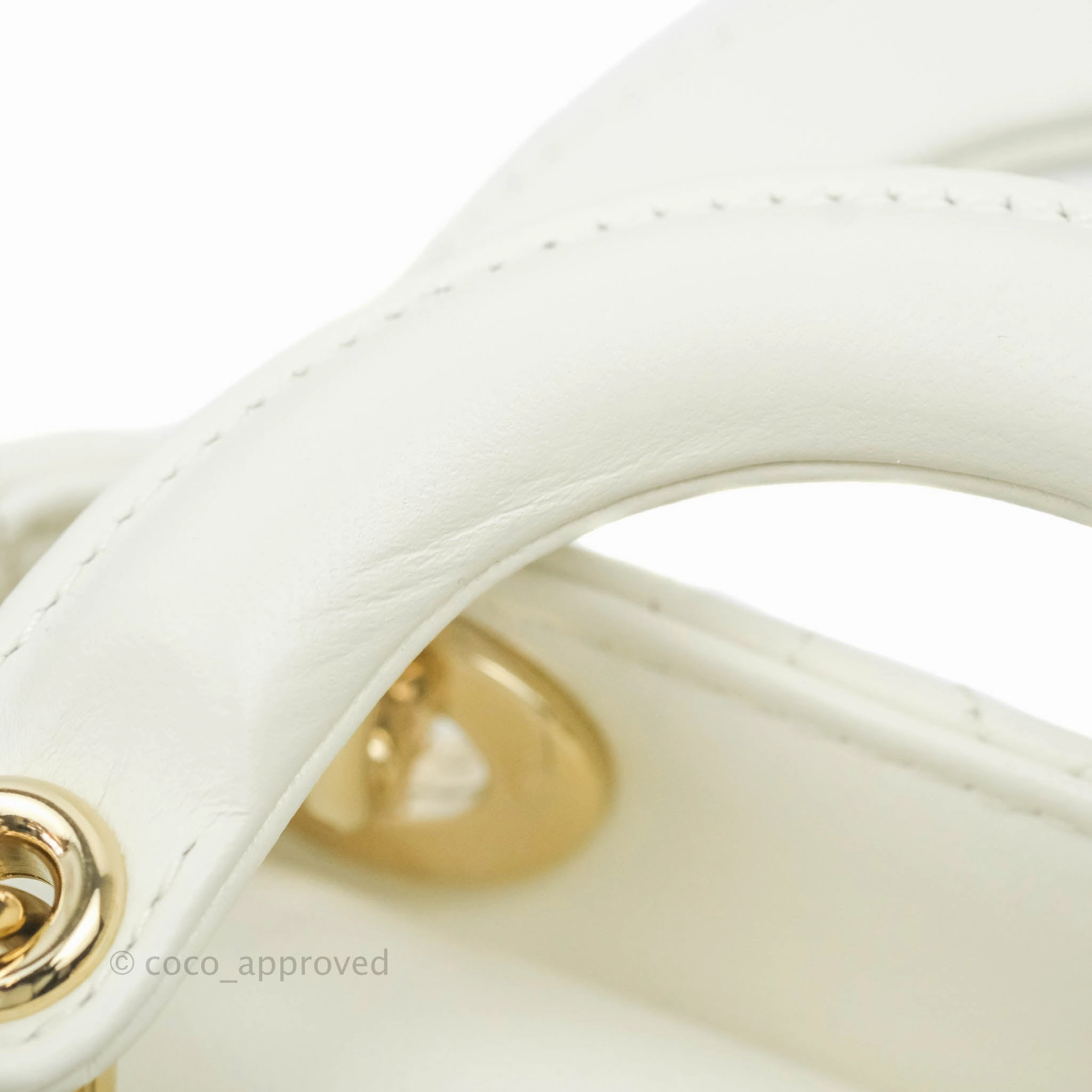 Christian Dior Micro Lady Dior Cannage Ivory White Lambskin Gold Hardware