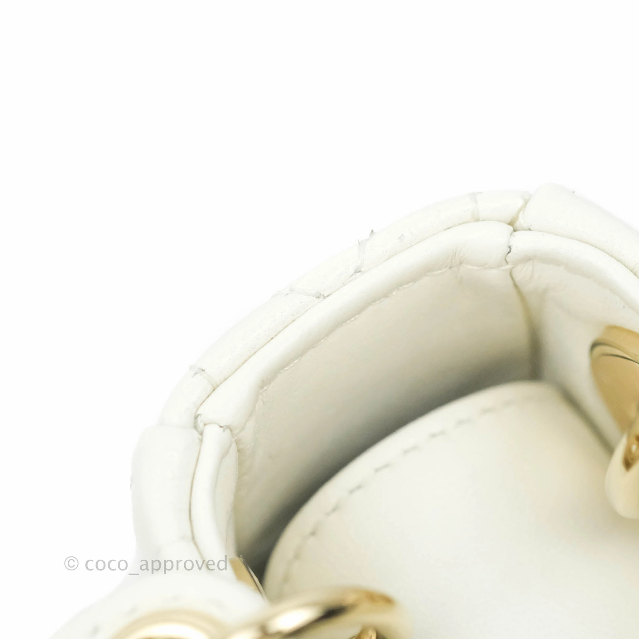 Christian Dior Micro Lady Dior Cannage Ivory White Lambskin Gold Hardware