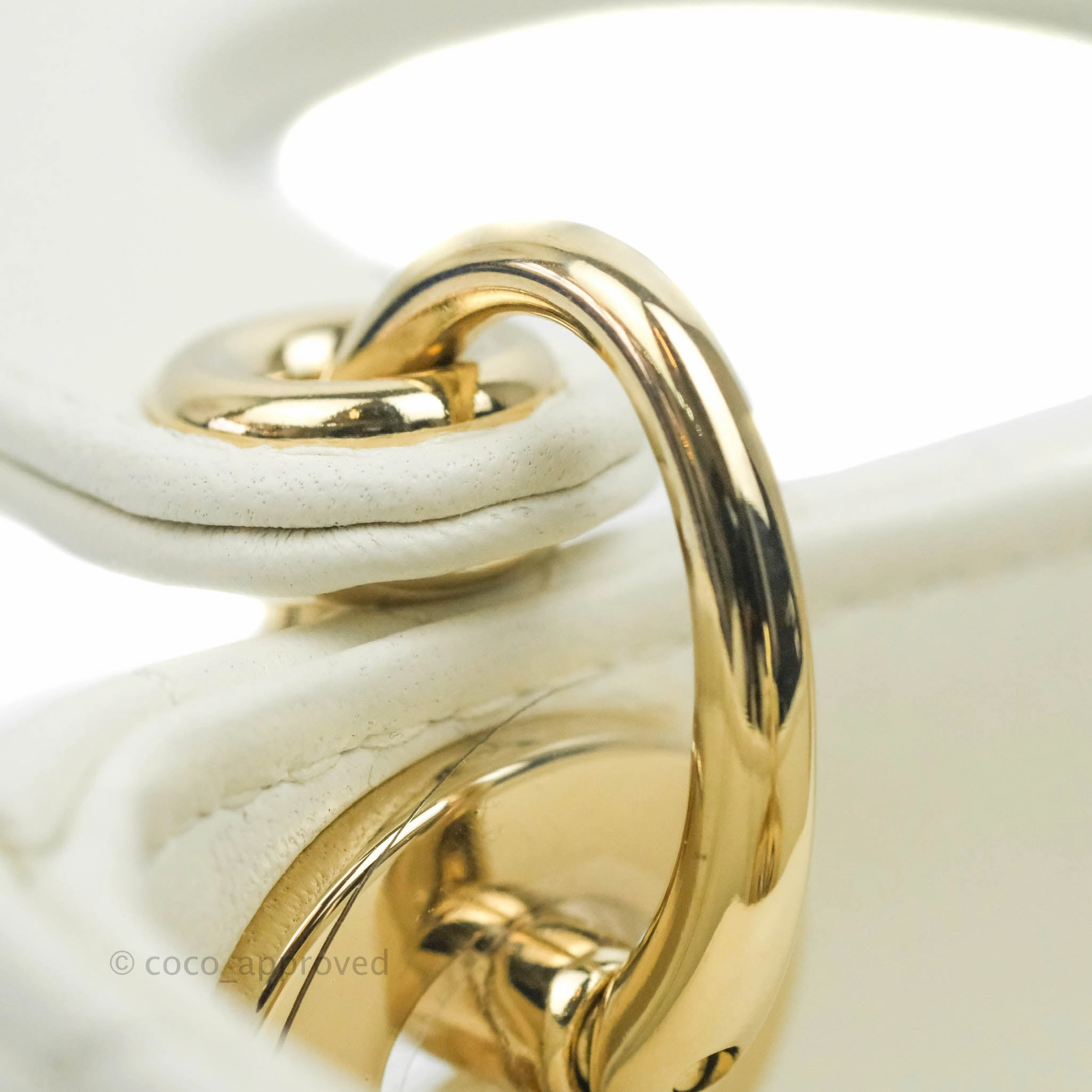Christian Dior Micro Lady Dior Cannage Ivory White Lambskin Gold Hardware