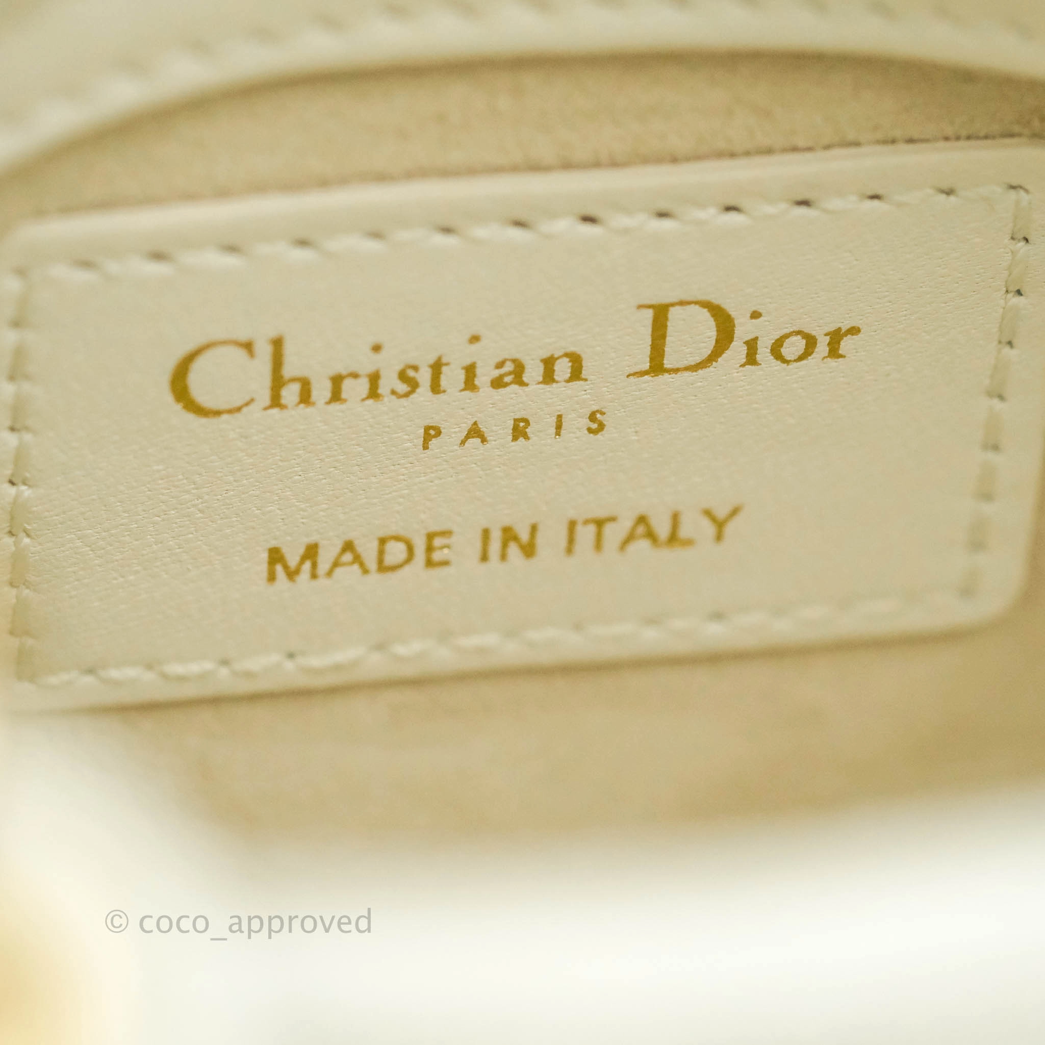 Christian Dior Micro Lady Dior Cannage Ivory White Lambskin Gold Hardware