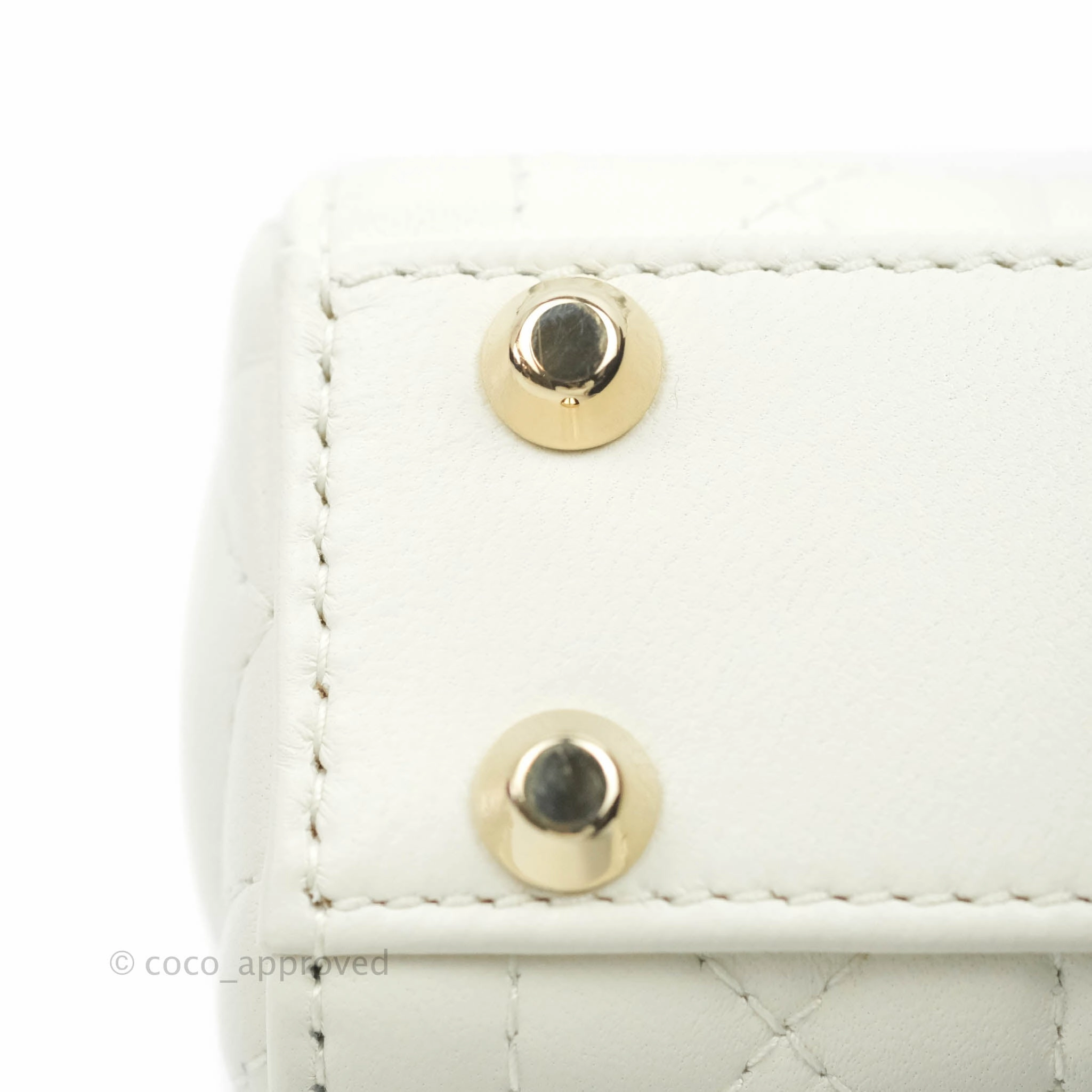 Christian Dior Micro Lady Dior Cannage Ivory White Lambskin Gold Hardware