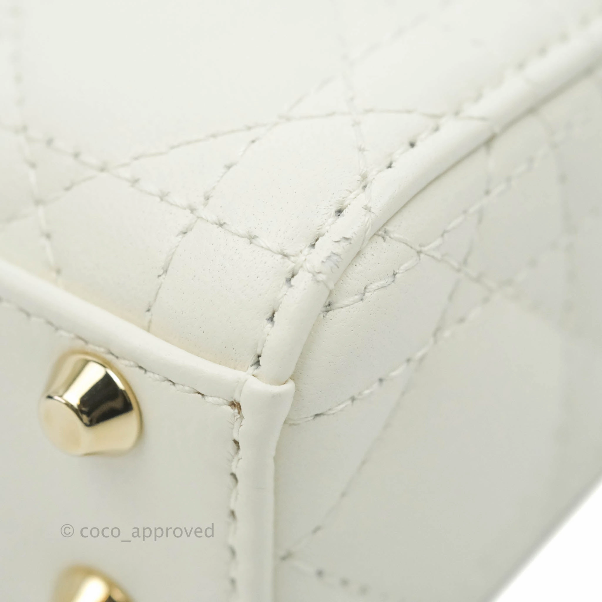 Christian Dior Micro Lady Dior Cannage Ivory White Lambskin Gold Hardware