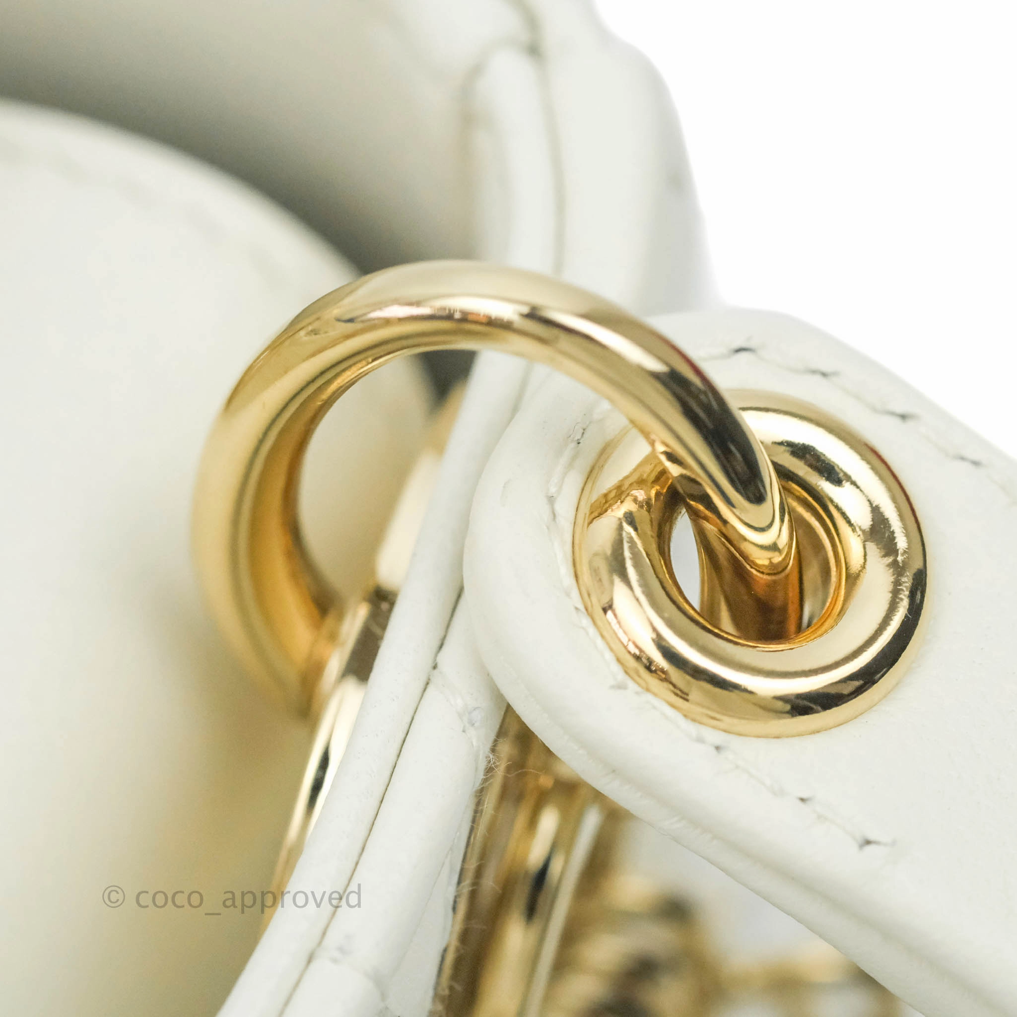 Christian Dior Micro Lady Dior Cannage Ivory White Lambskin Gold Hardware