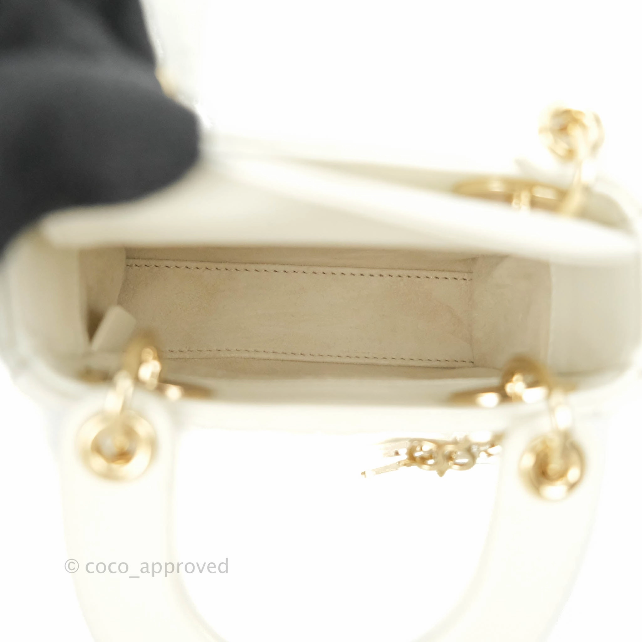 Christian Dior Micro Lady Dior Cannage Ivory White Lambskin Gold Hardware
