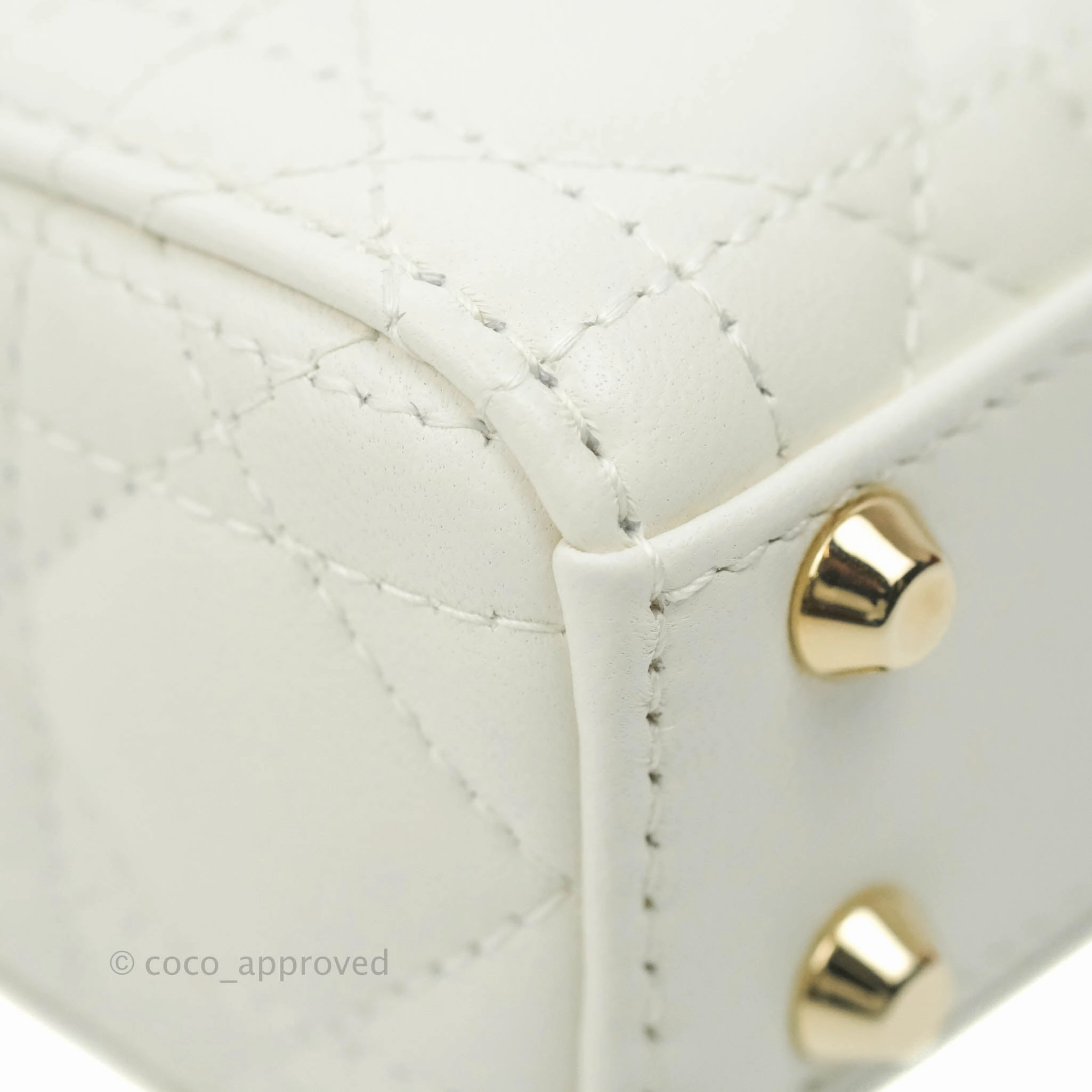 Christian Dior Micro Lady Dior Cannage Ivory White Lambskin Gold Hardware