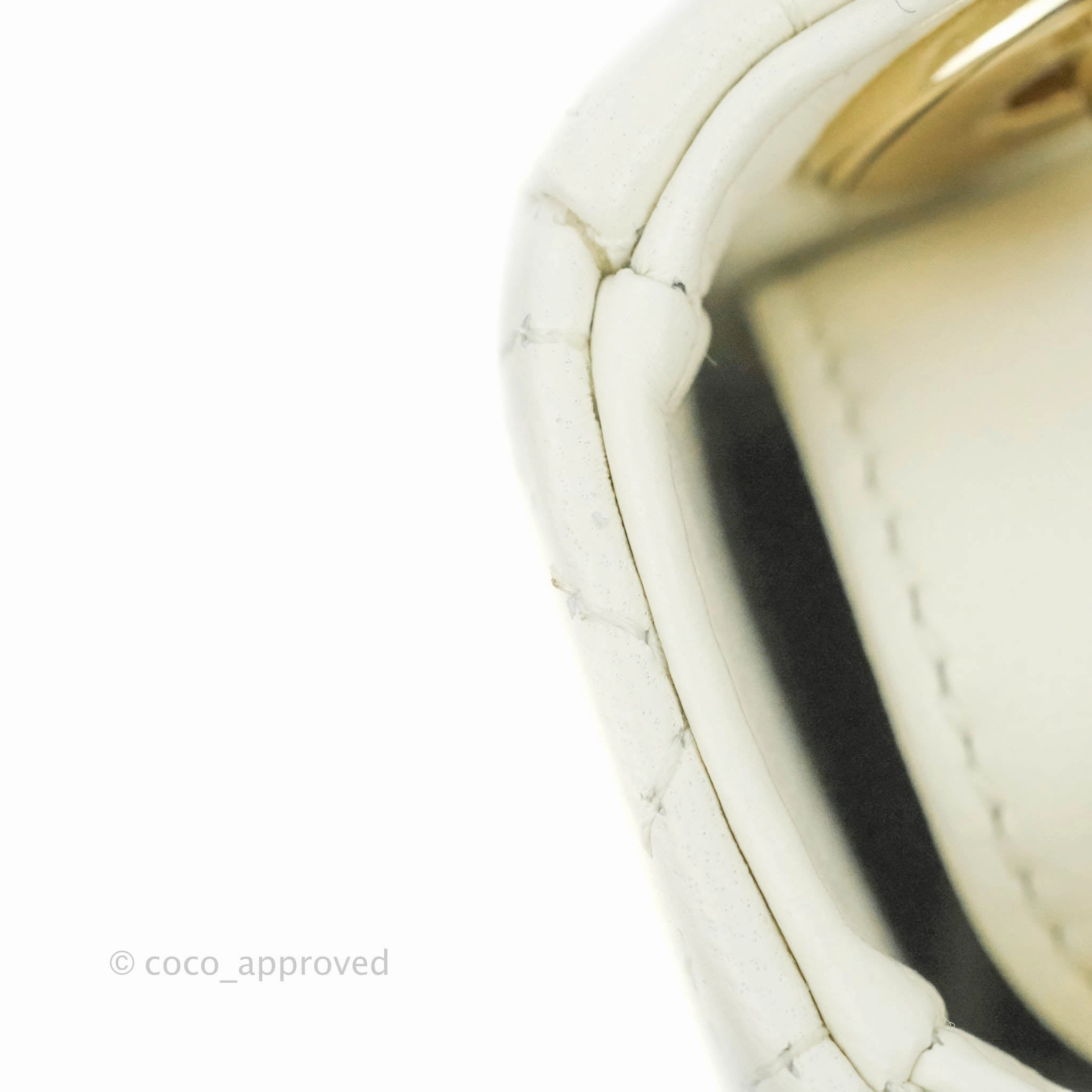 Christian Dior Micro Lady Dior Cannage Ivory White Lambskin Gold Hardware