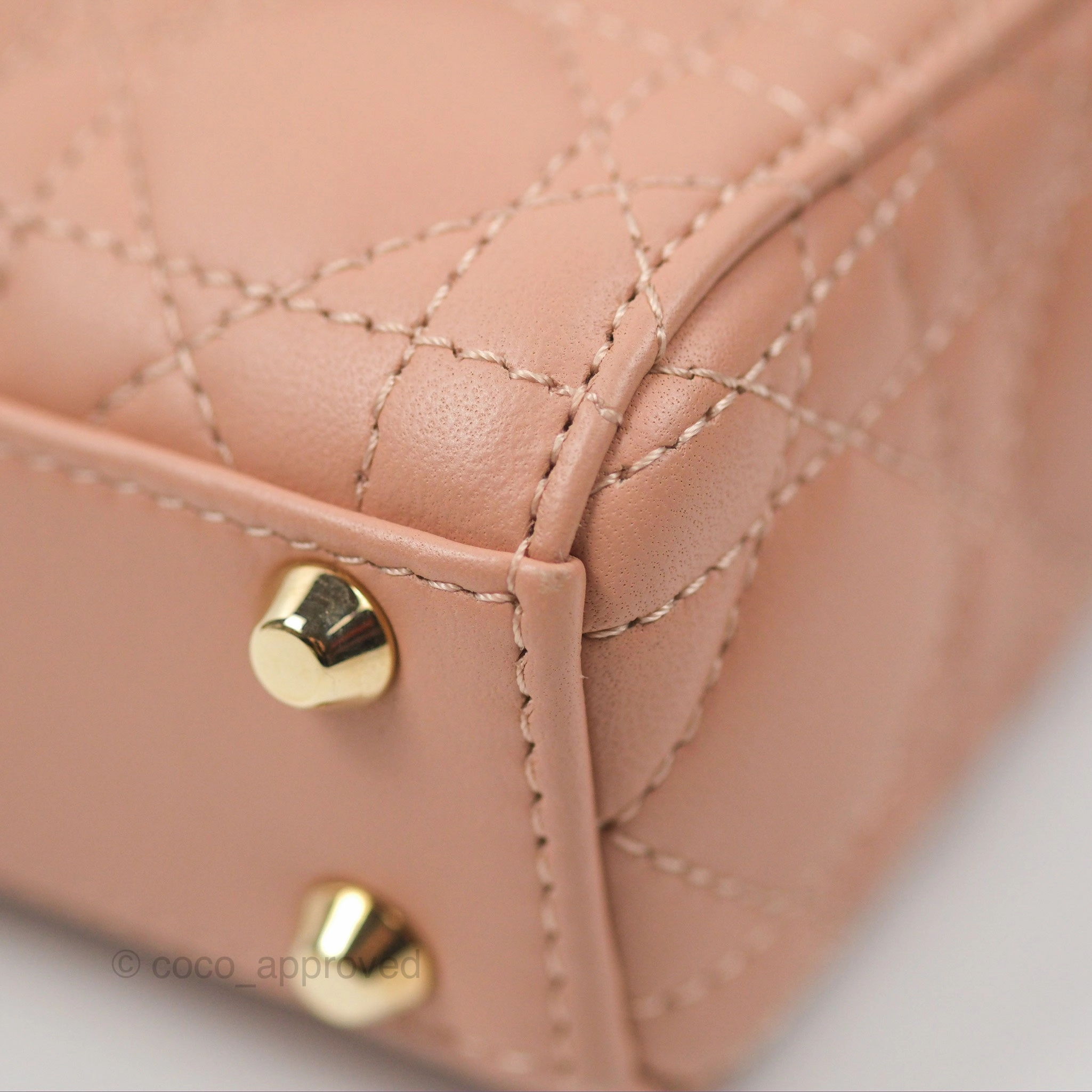 Christian Dior Micro Lady Dior Cannage Rose Des Vents Cannage Lambskin Gold Hardware