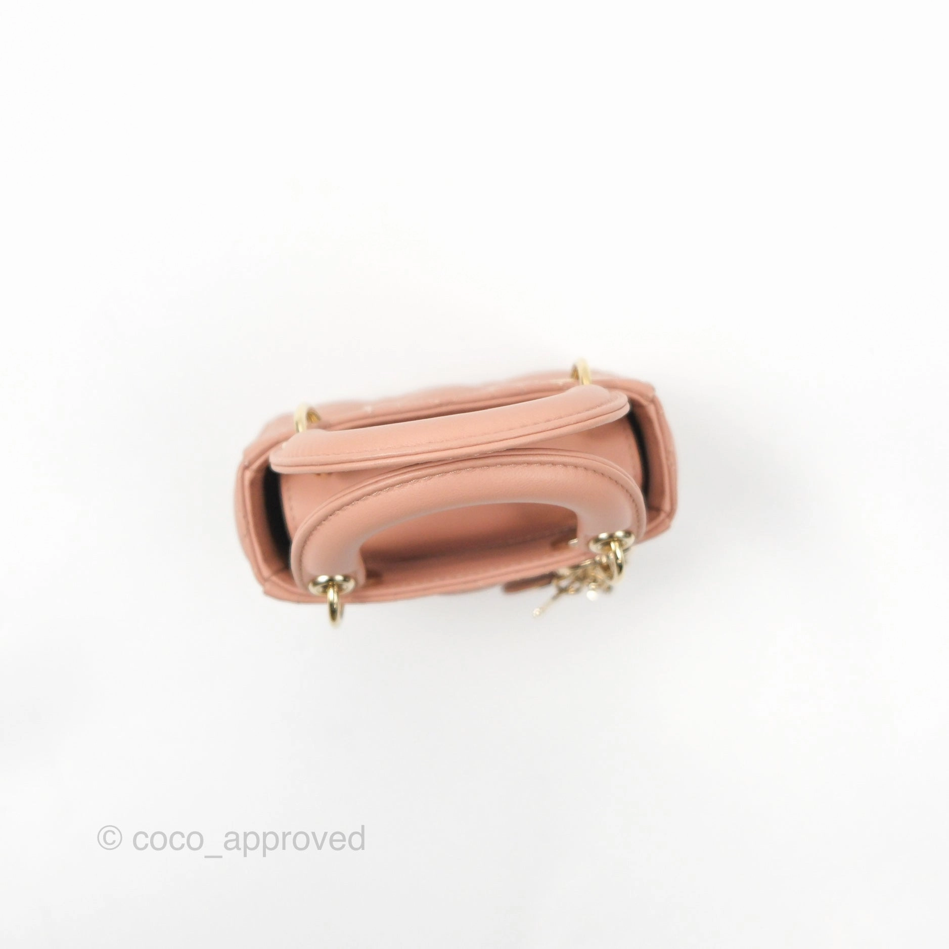 Christian Dior Micro Lady Dior Cannage Rose Des Vents Cannage Lambskin Gold Hardware