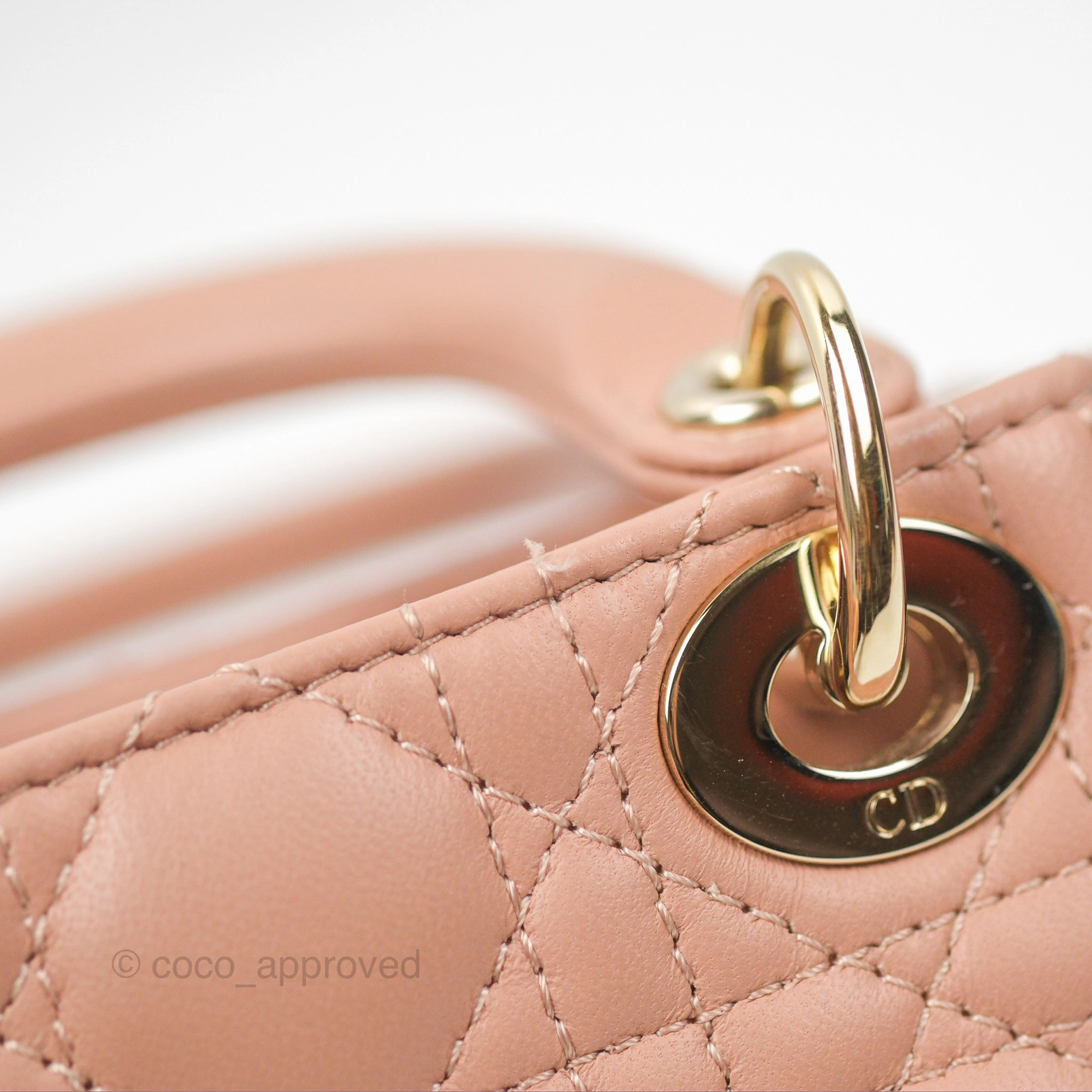 Christian Dior Micro Lady Dior Cannage Rose Des Vents Cannage Lambskin Gold Hardware