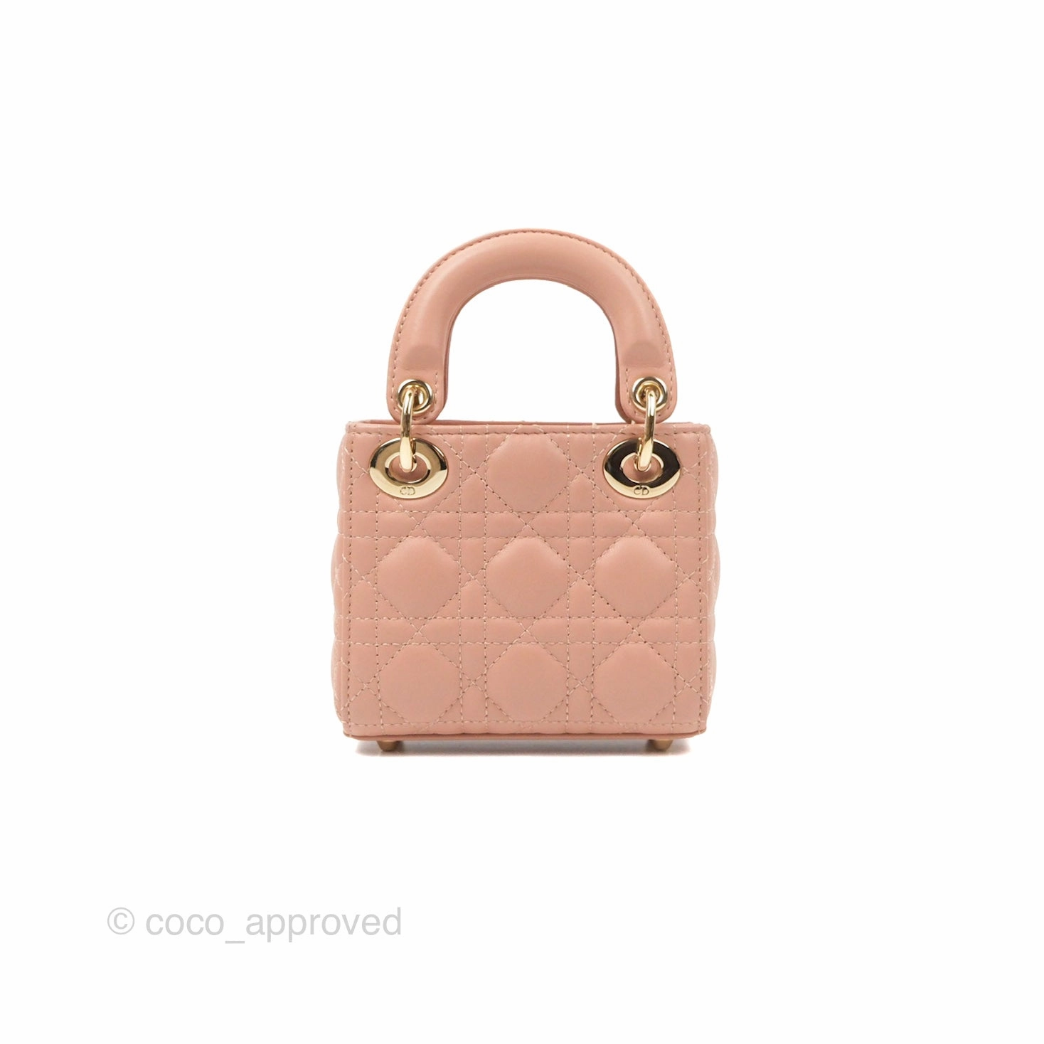Christian Dior Micro Lady Dior Cannage Rose Des Vents Cannage Lambskin Gold Hardware