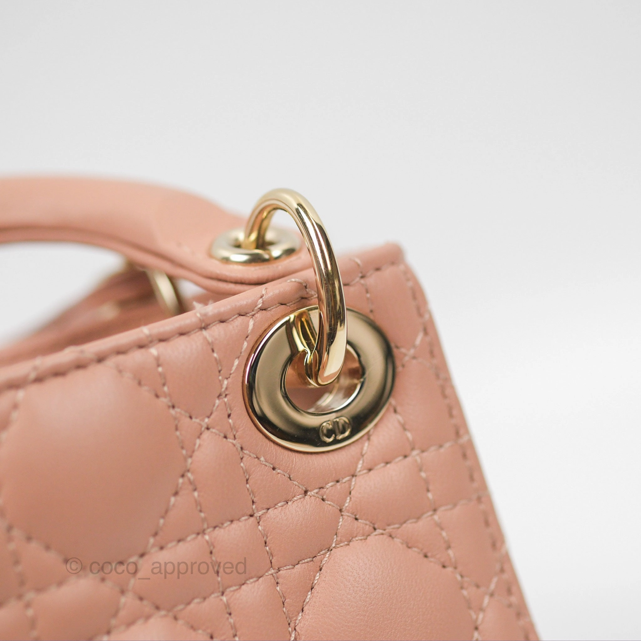 Christian Dior Micro Lady Dior Cannage Rose Des Vents Cannage Lambskin Gold Hardware