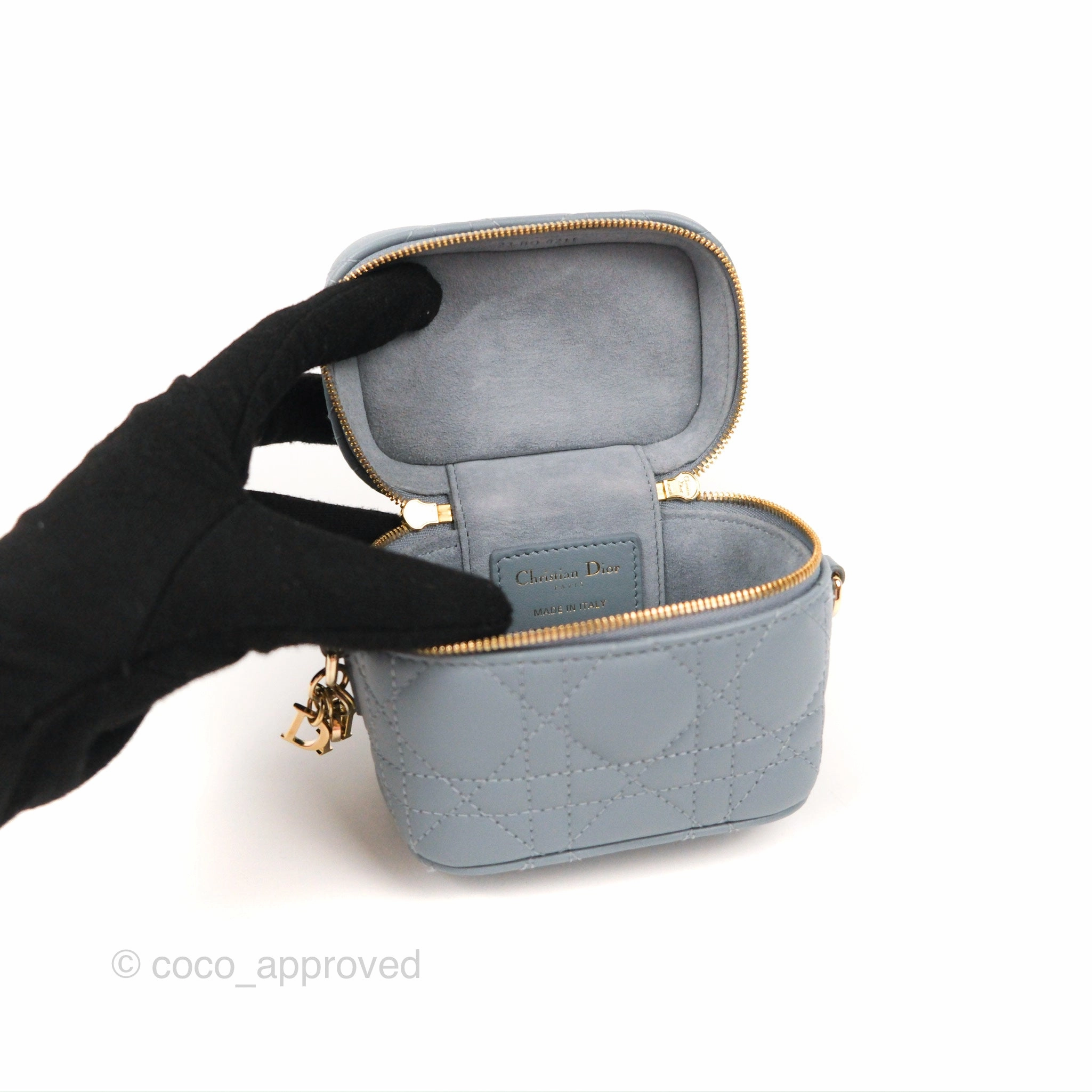 Christian Dior Micro Lady Dior Vanity Case Cloud Blue Cannage Lambskin