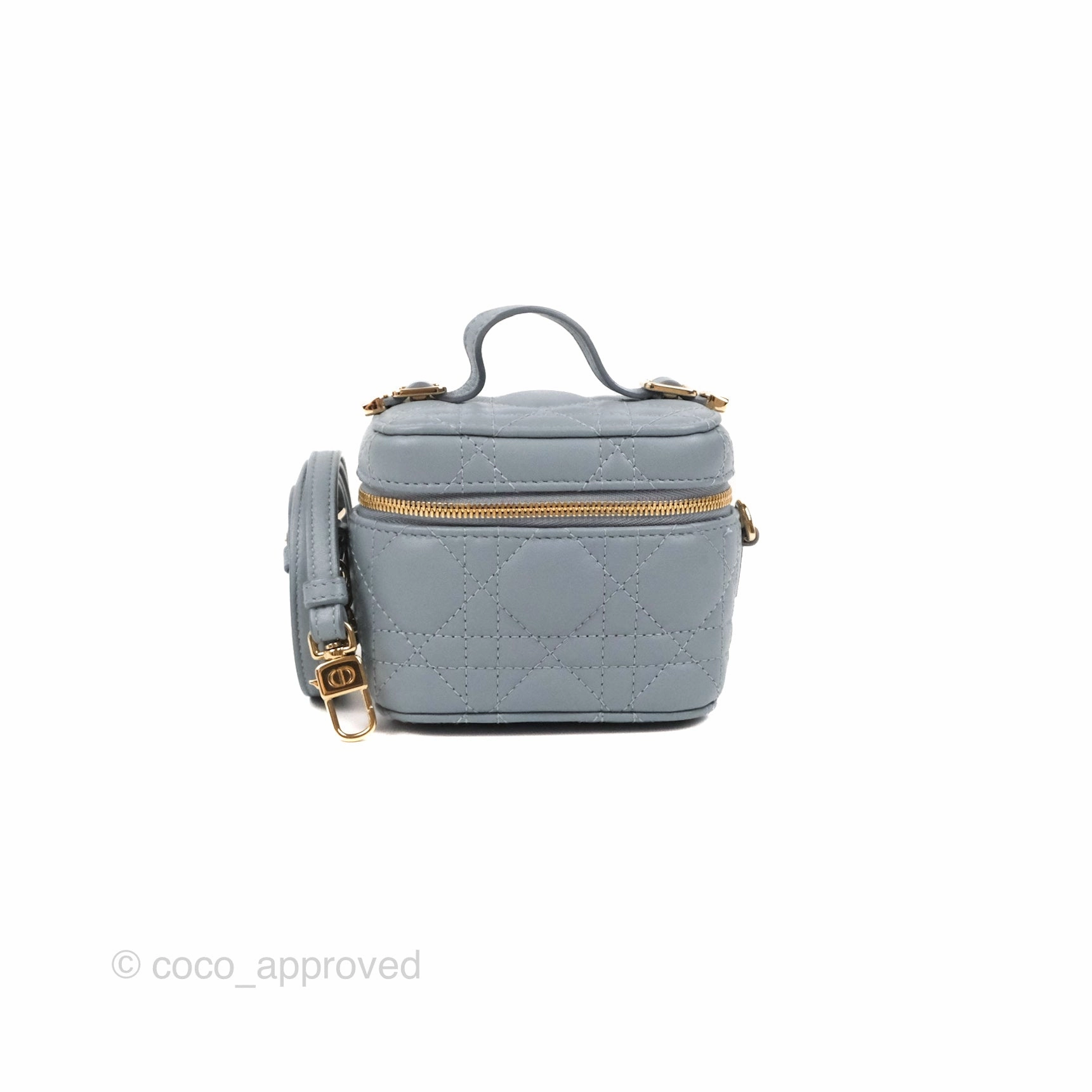 Christian Dior Micro Lady Dior Vanity Case Cloud Blue Cannage Lambskin