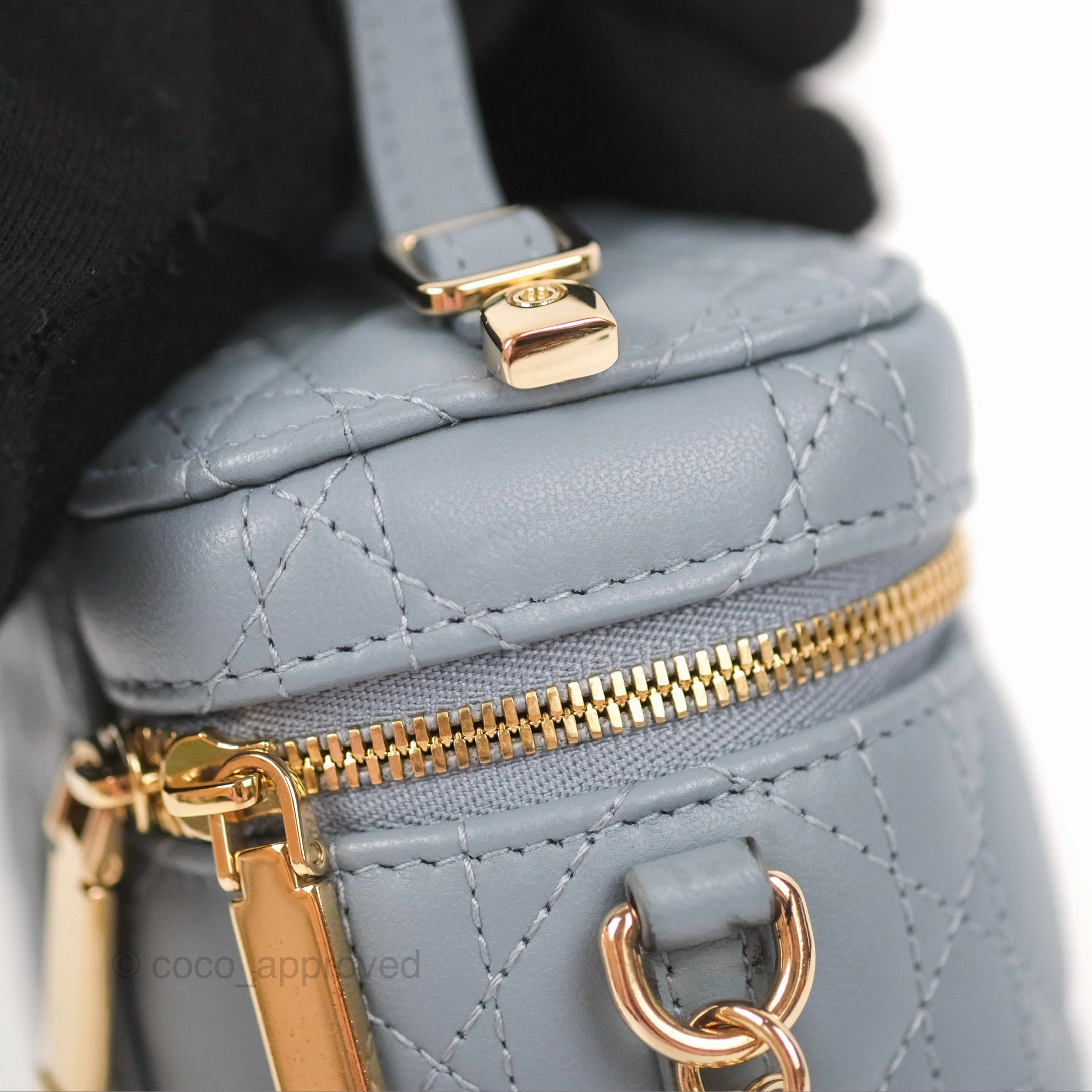 Christian Dior Micro Lady Dior Vanity Case Cloud Blue Cannage Lambskin