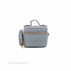 Christian Dior Micro Lady Dior Vanity Case Cloud Blue Cannage Lambskin