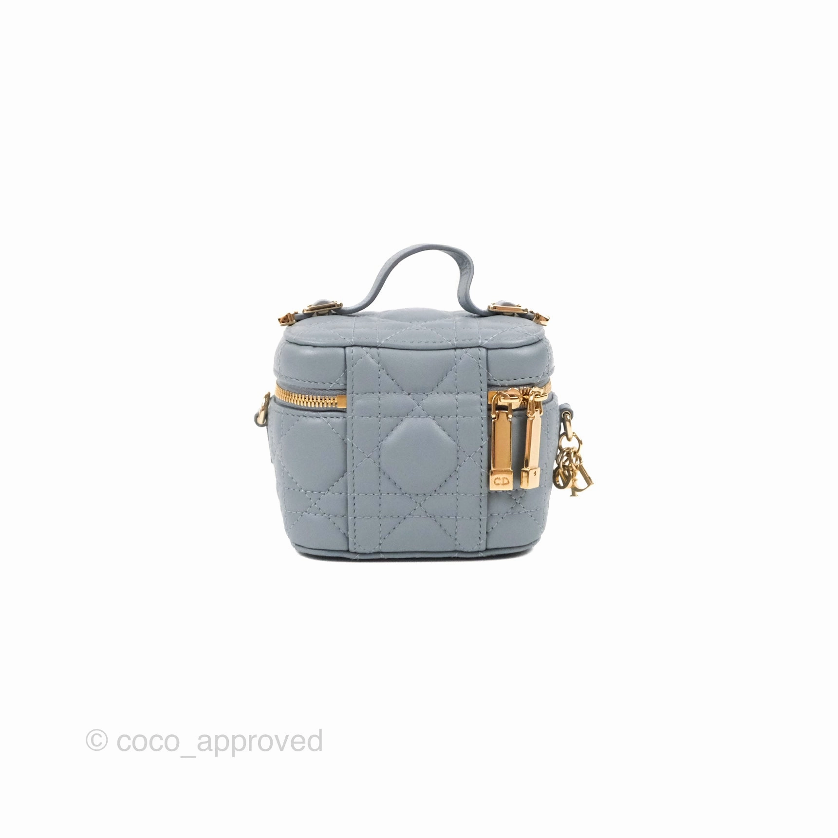 Christian Dior Micro Lady Dior Vanity Case Cloud Blue Cannage Lambskin