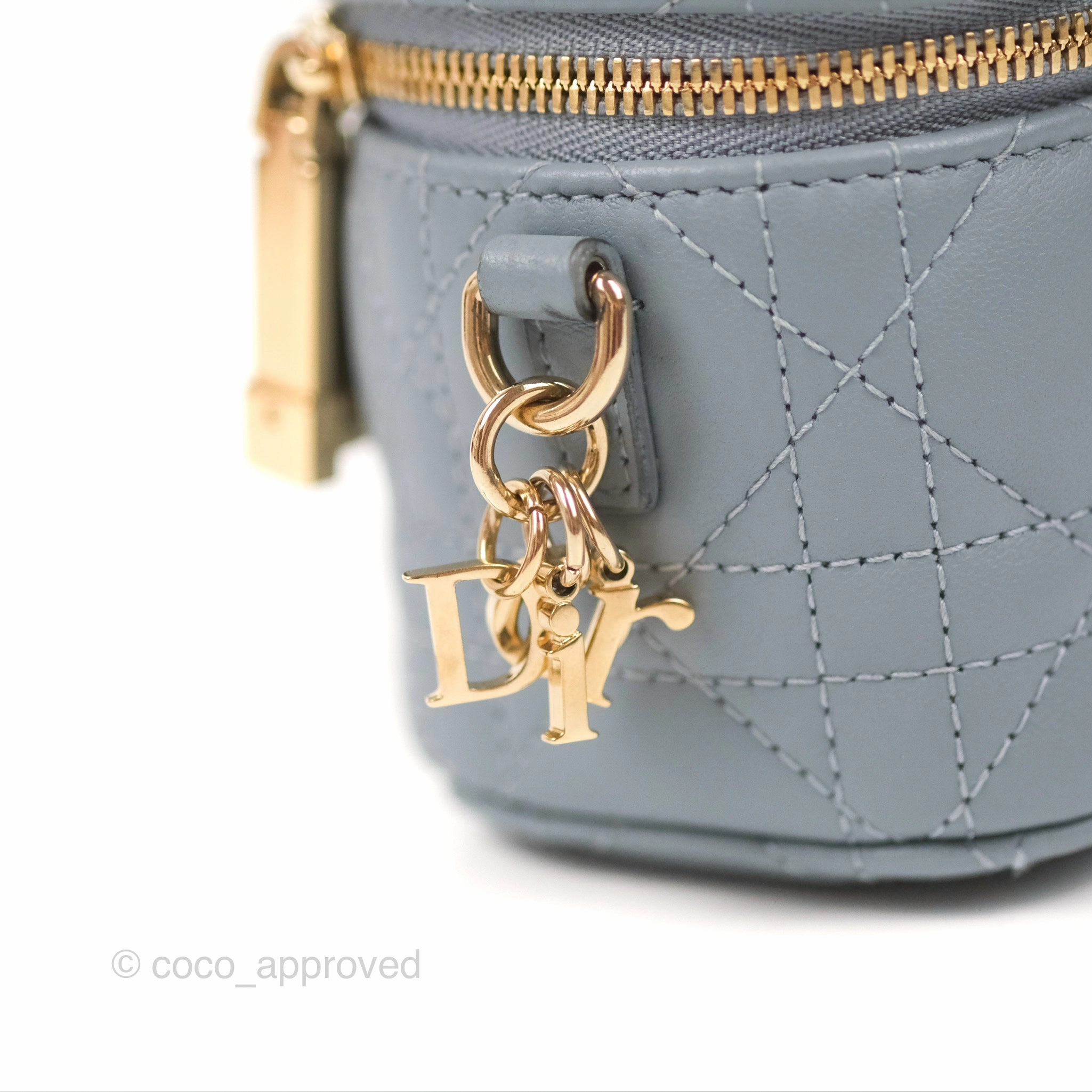 Christian Dior Micro Lady Dior Vanity Case Cloud Blue Cannage Lambskin
