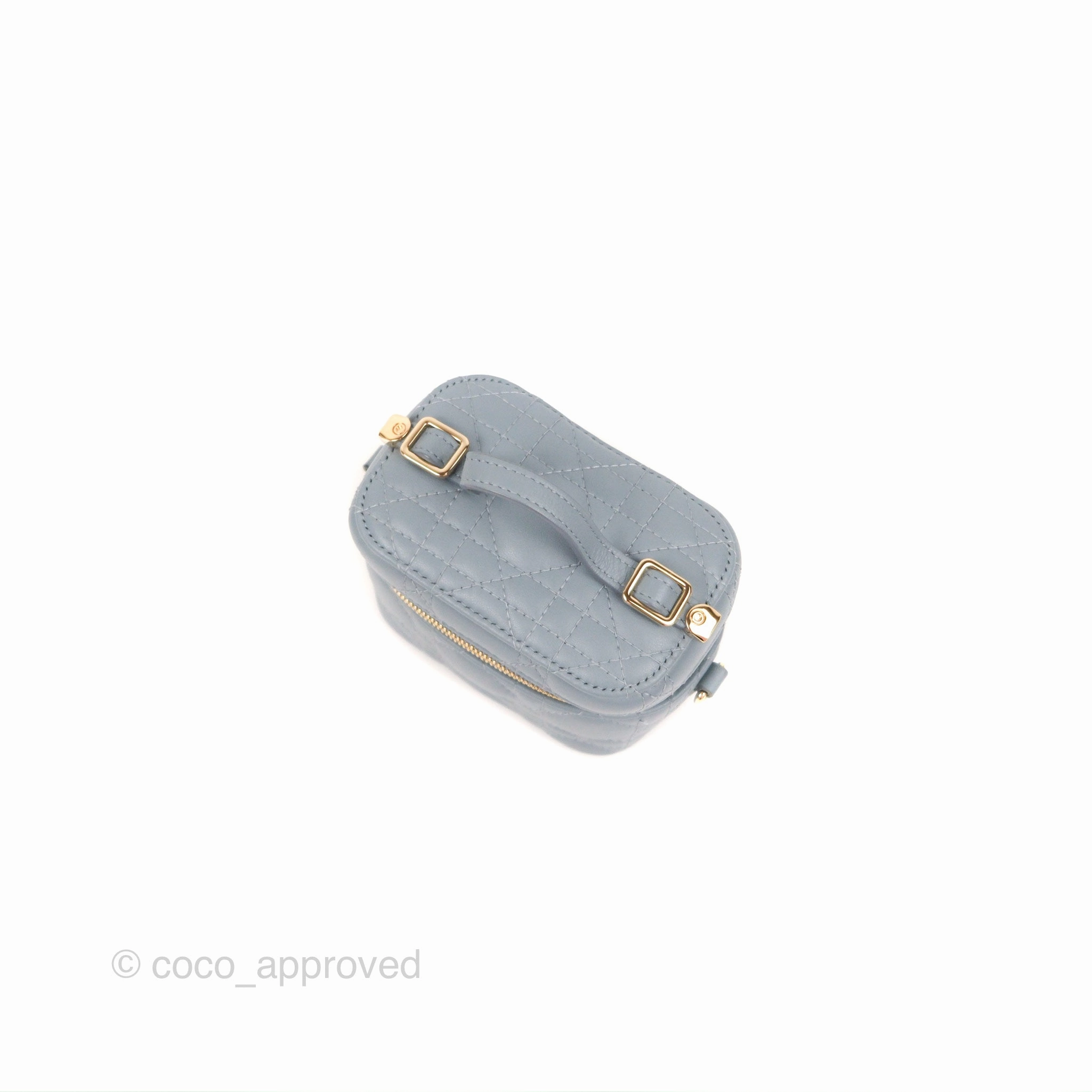 Christian Dior Micro Lady Dior Vanity Case Cloud Blue Cannage Lambskin