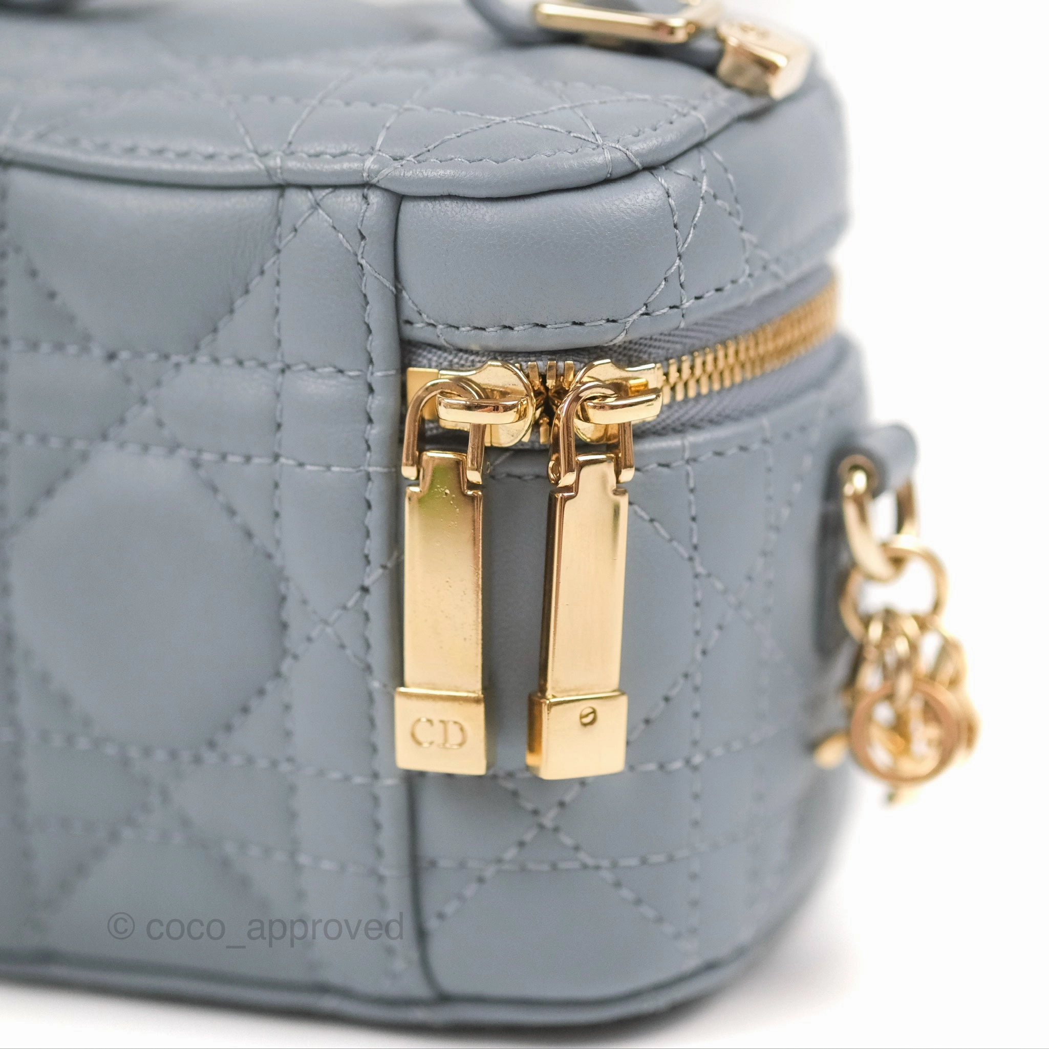 Christian Dior Micro Lady Dior Vanity Case Cloud Blue Cannage Lambskin