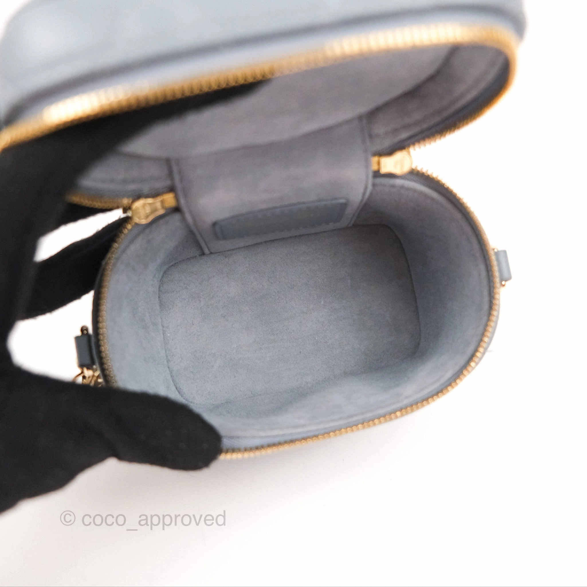Christian Dior Micro Lady Dior Vanity Case Cloud Blue Cannage Lambskin