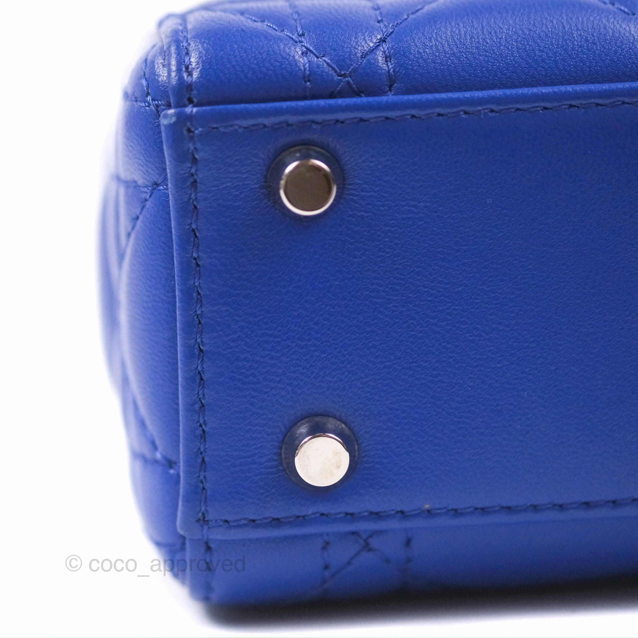 Christian Dior Mini Lady Dior Bag Cannage Lambskin Royal Blue Silver Hardware