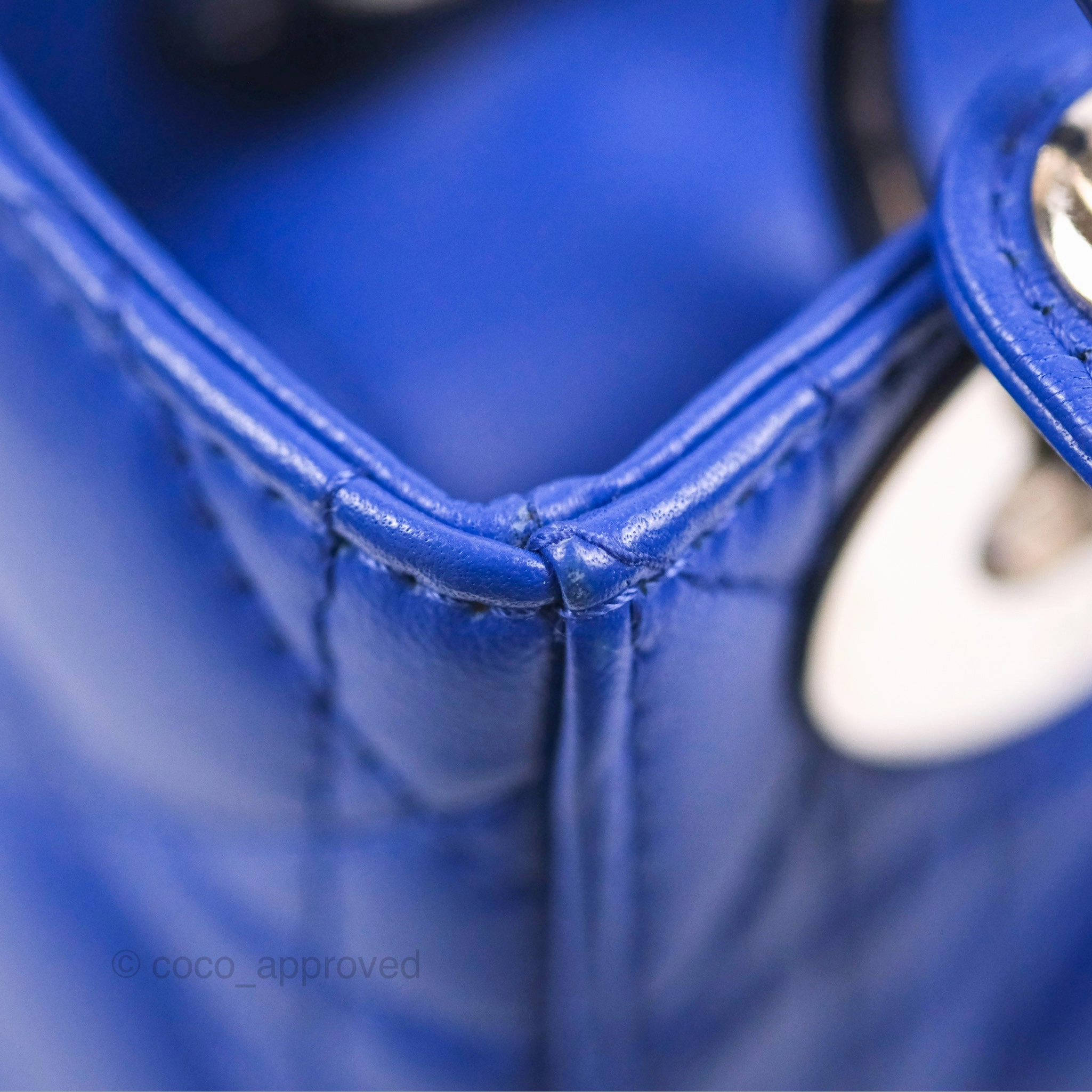 Christian Dior Mini Lady Dior Bag Cannage Lambskin Royal Blue Silver Hardware