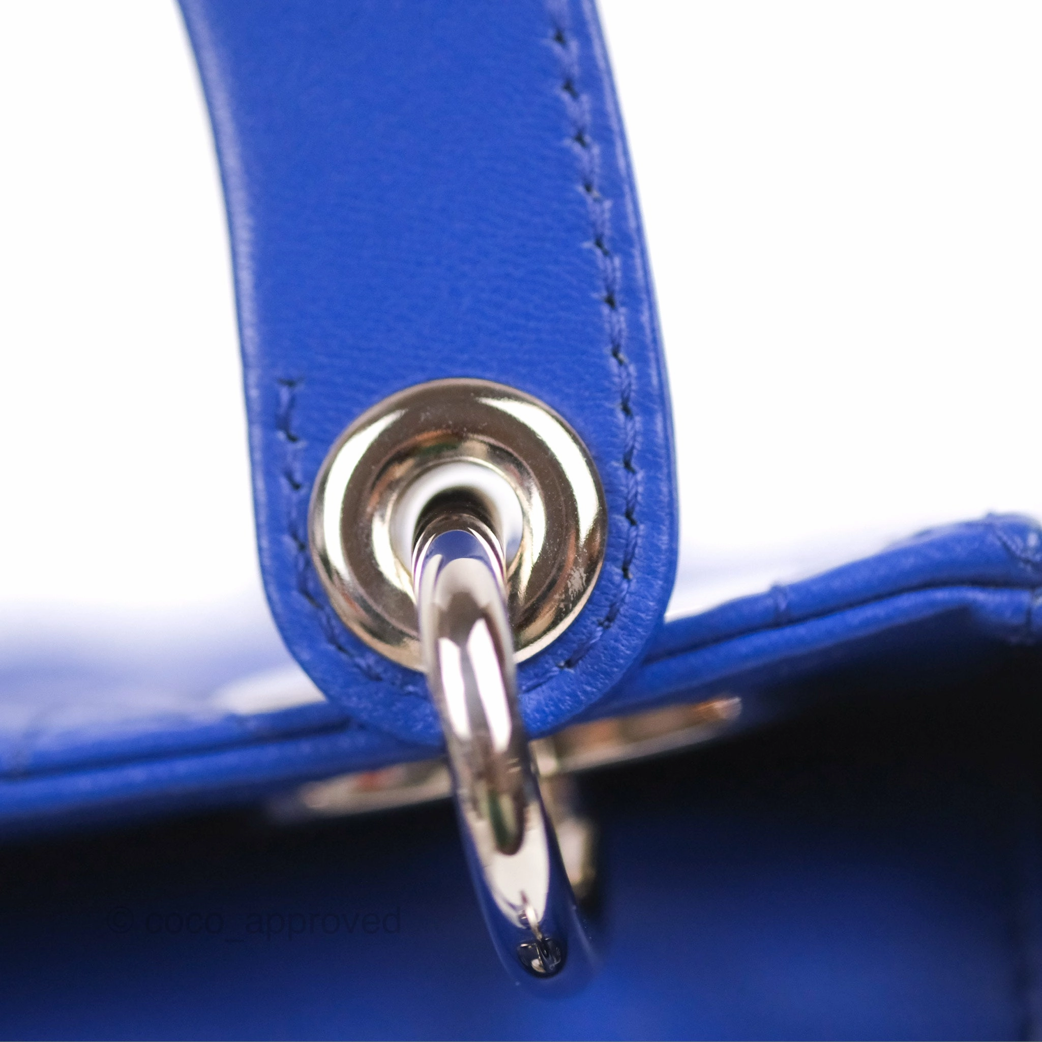 Christian Dior Mini Lady Dior Bag Cannage Lambskin Royal Blue Silver Hardware