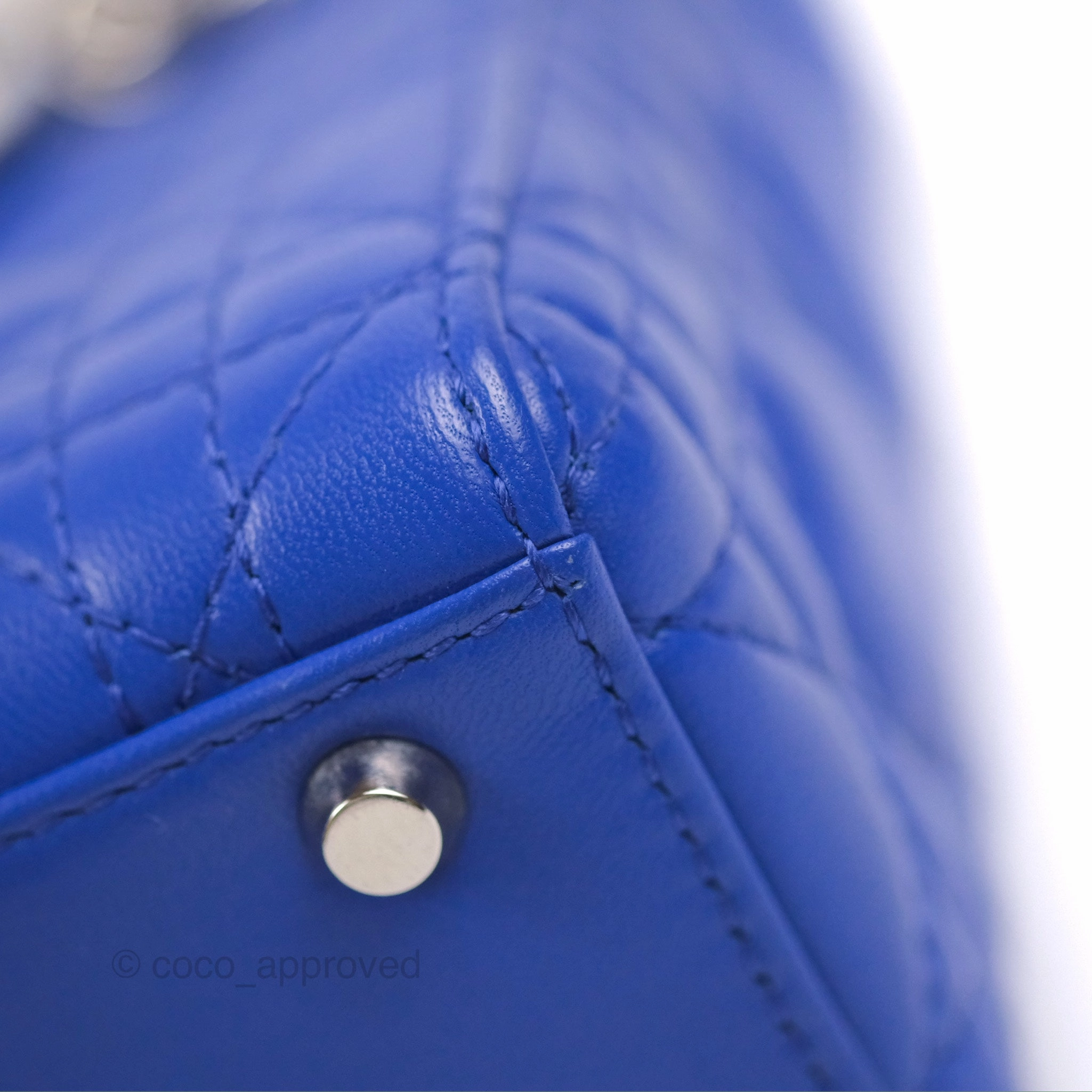 Christian Dior Mini Lady Dior Bag Cannage Lambskin Royal Blue Silver Hardware