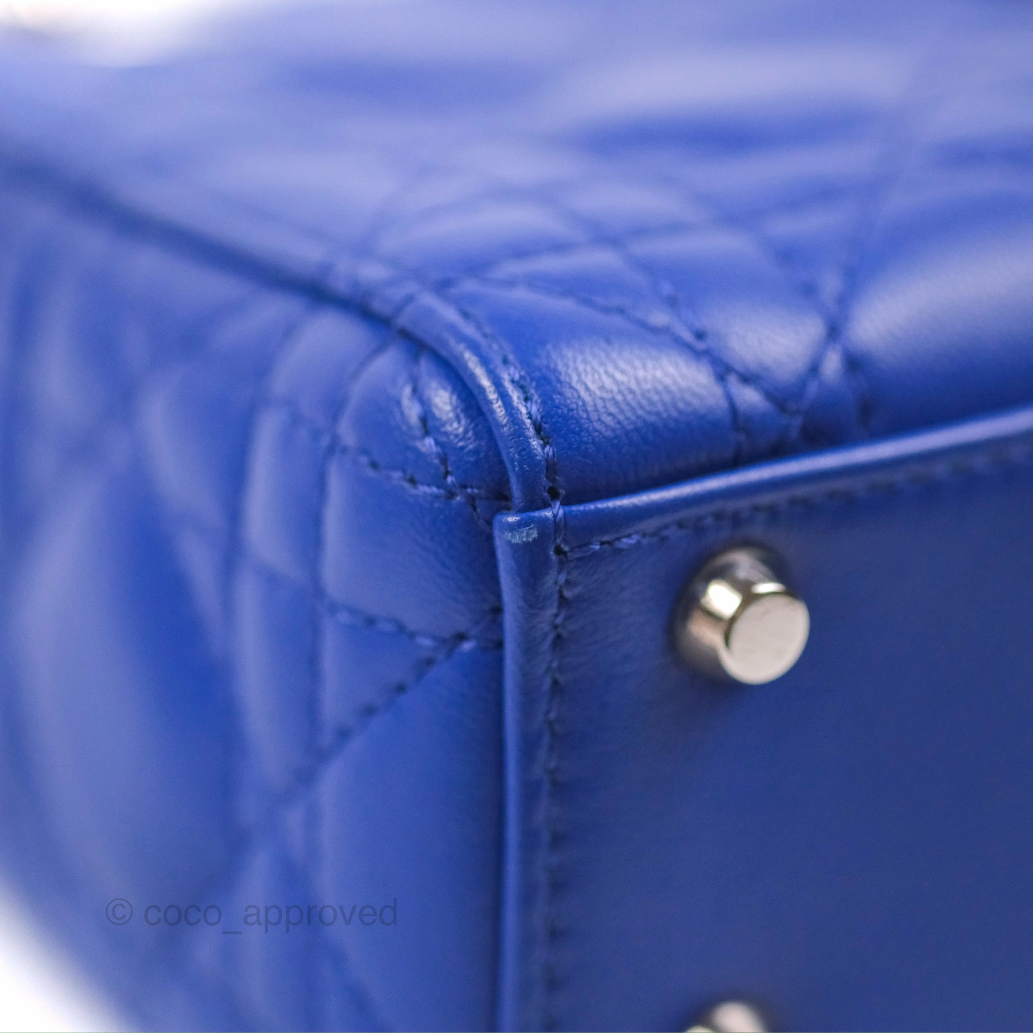Christian Dior Mini Lady Dior Bag Cannage Lambskin Royal Blue Silver Hardware