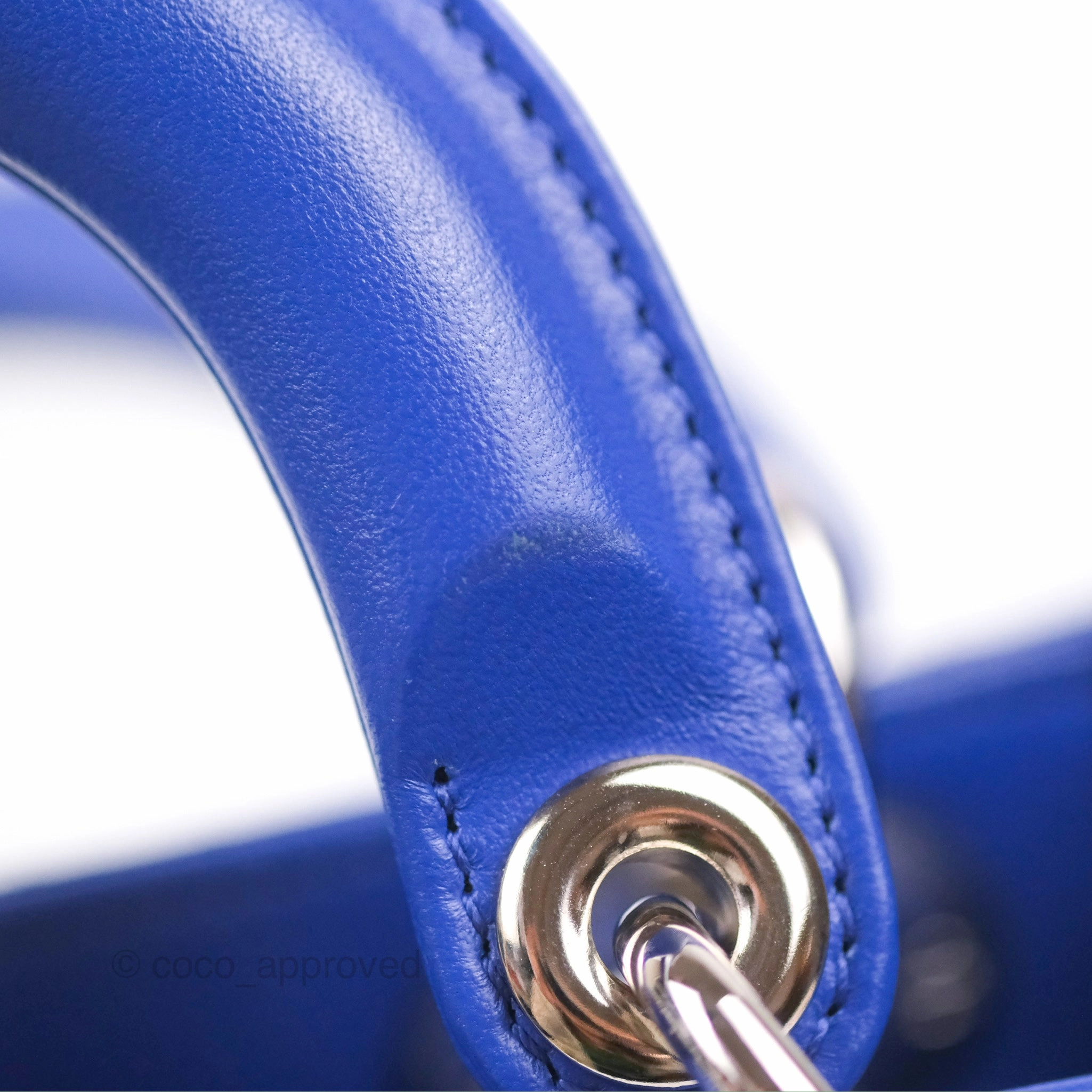 Christian Dior Mini Lady Dior Bag Cannage Lambskin Royal Blue Silver Hardware