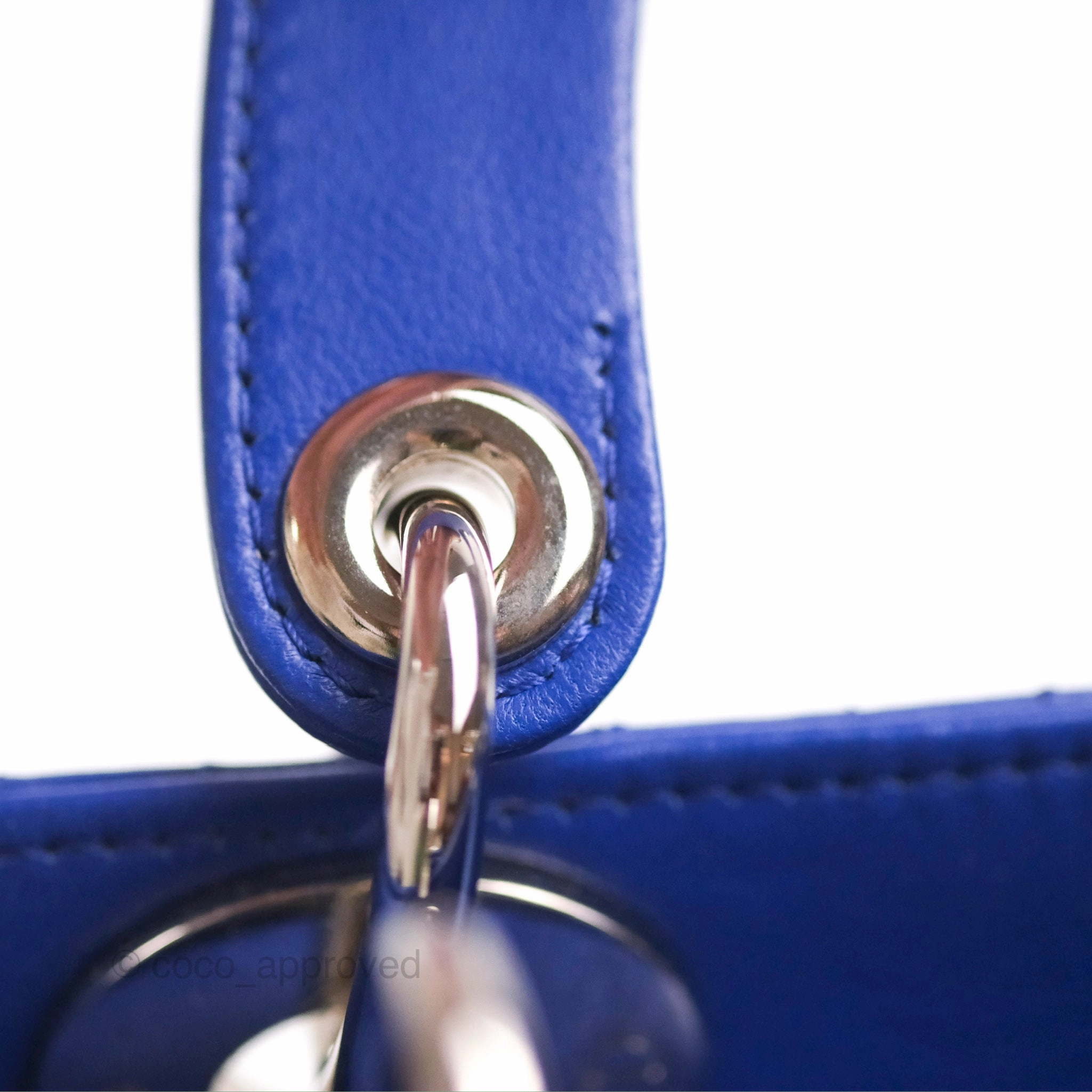 Christian Dior Mini Lady Dior Bag Cannage Lambskin Royal Blue Silver Hardware