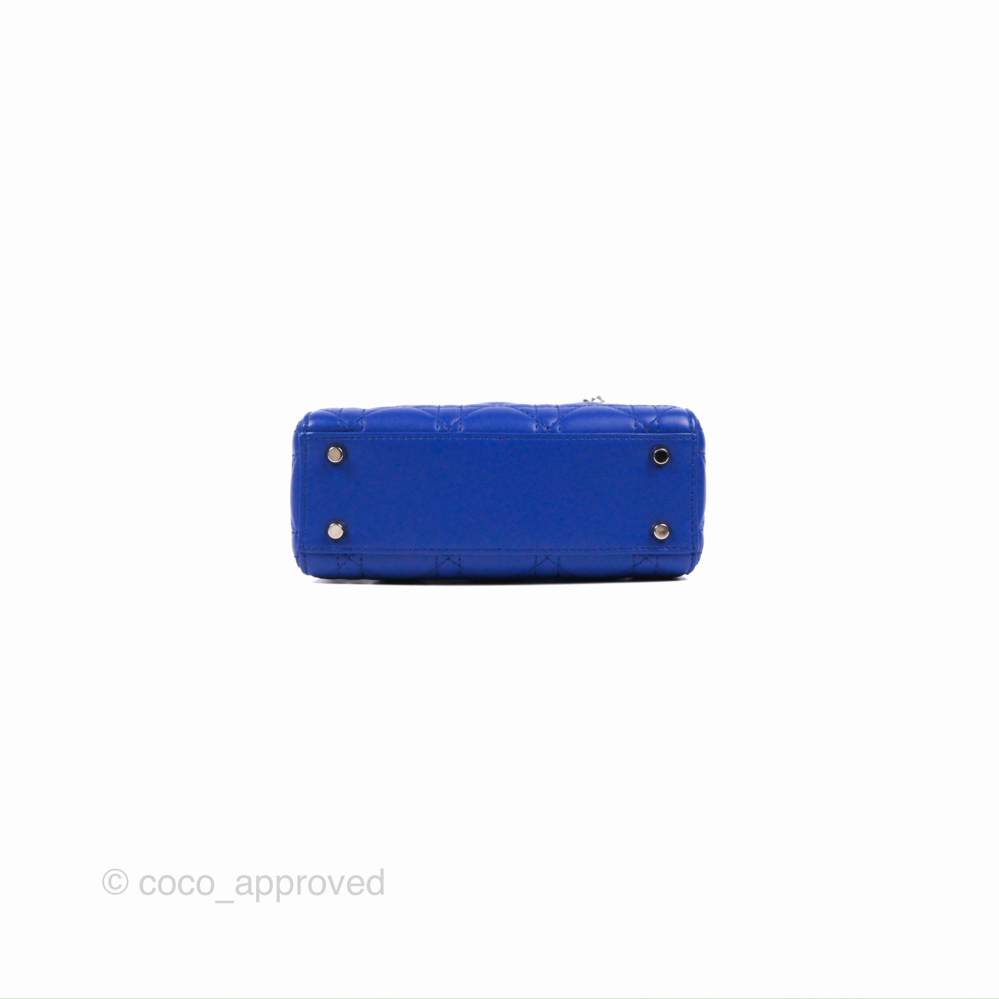 Christian Dior Mini Lady Dior Bag Cannage Lambskin Royal Blue Silver Hardware