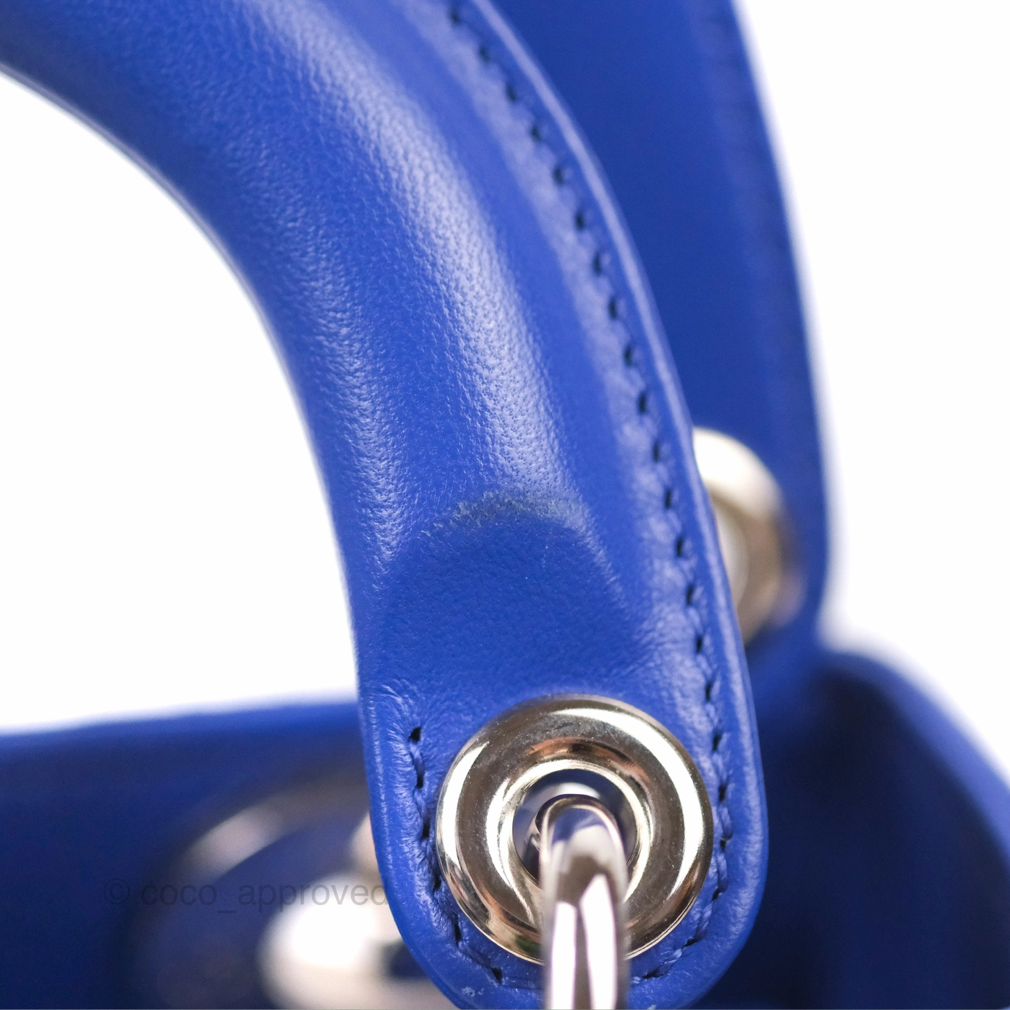 Christian Dior Mini Lady Dior Bag Cannage Lambskin Royal Blue Silver Hardware