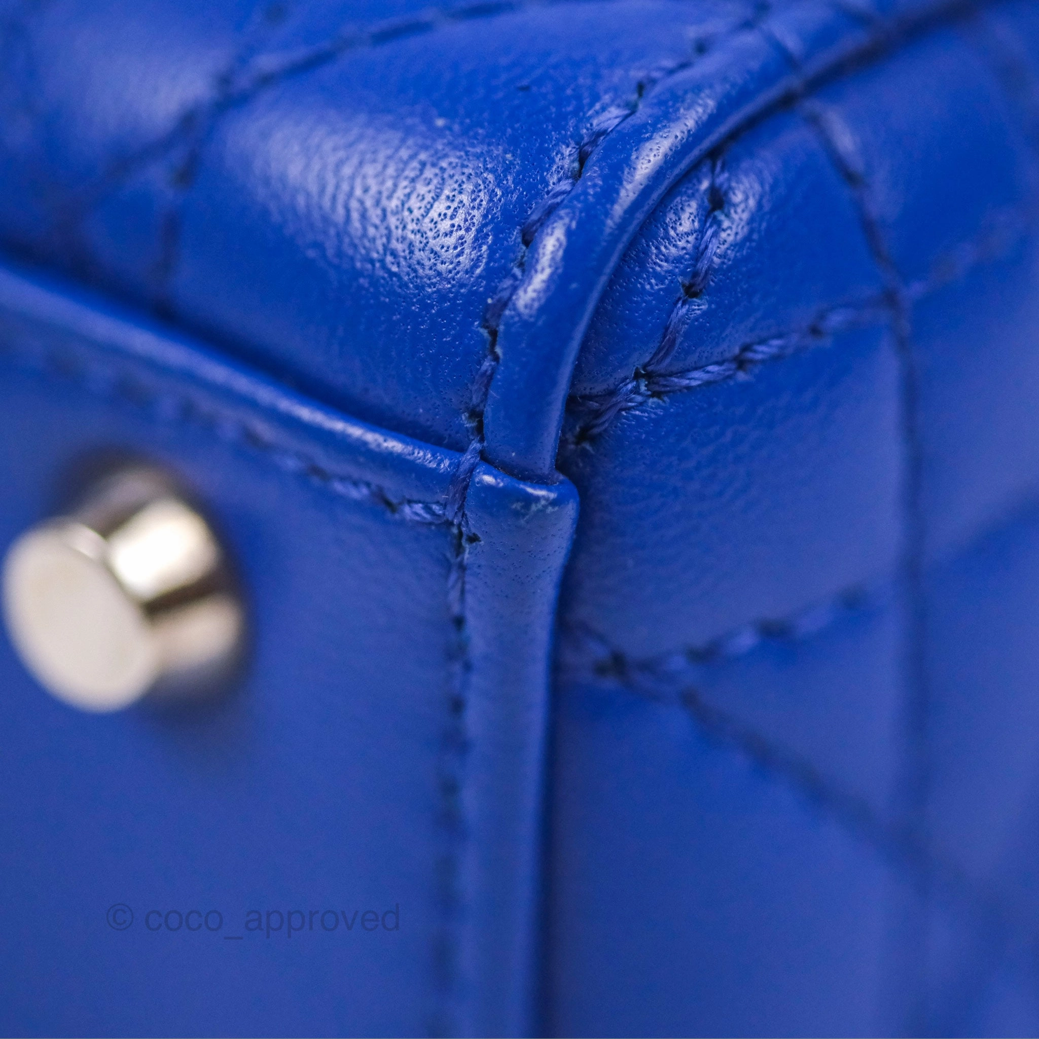 Christian Dior Mini Lady Dior Bag Cannage Lambskin Royal Blue Silver Hardware