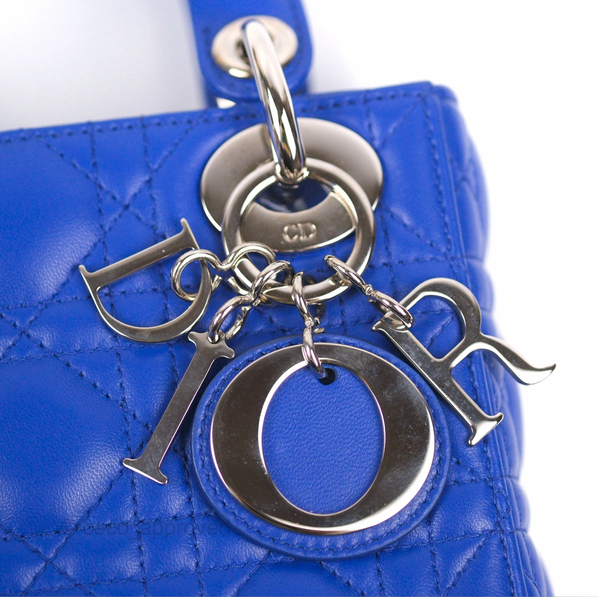 Christian Dior Mini Lady Dior Bag Cannage Lambskin Royal Blue Silver Hardware