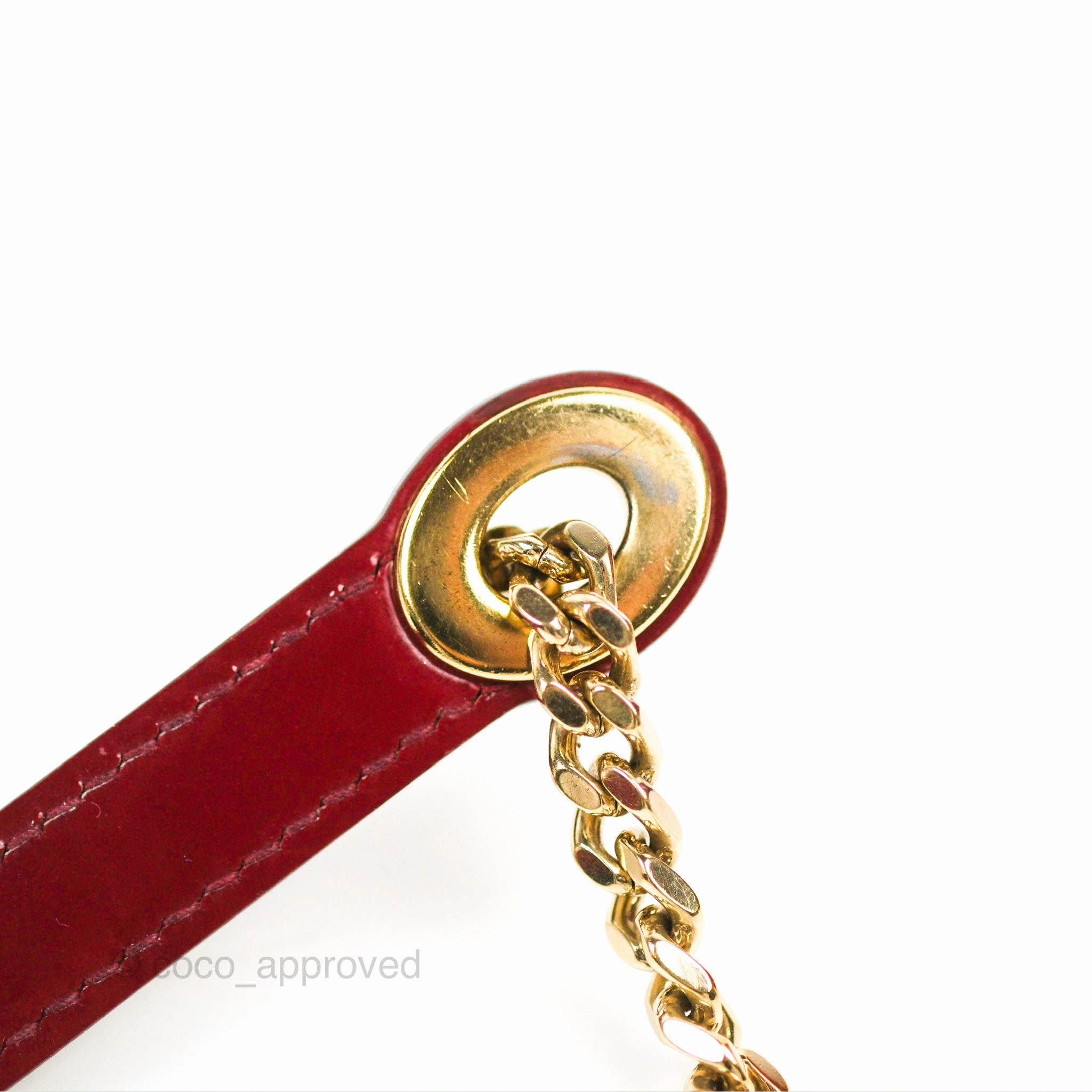 Christian Dior Mini Lady Dior Bag Red Patent Gold Hardware
