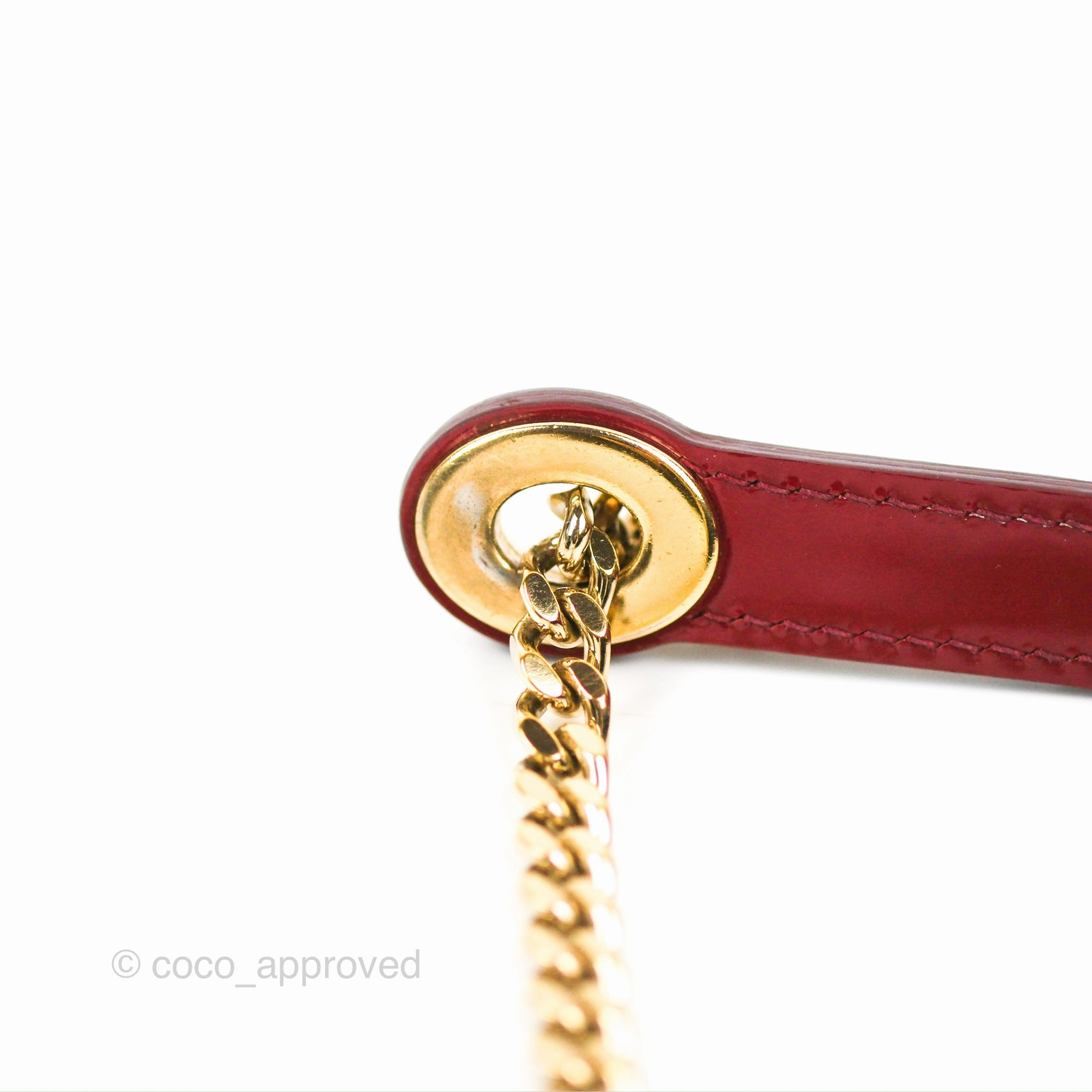 Christian Dior Mini Lady Dior Bag Red Patent Gold Hardware