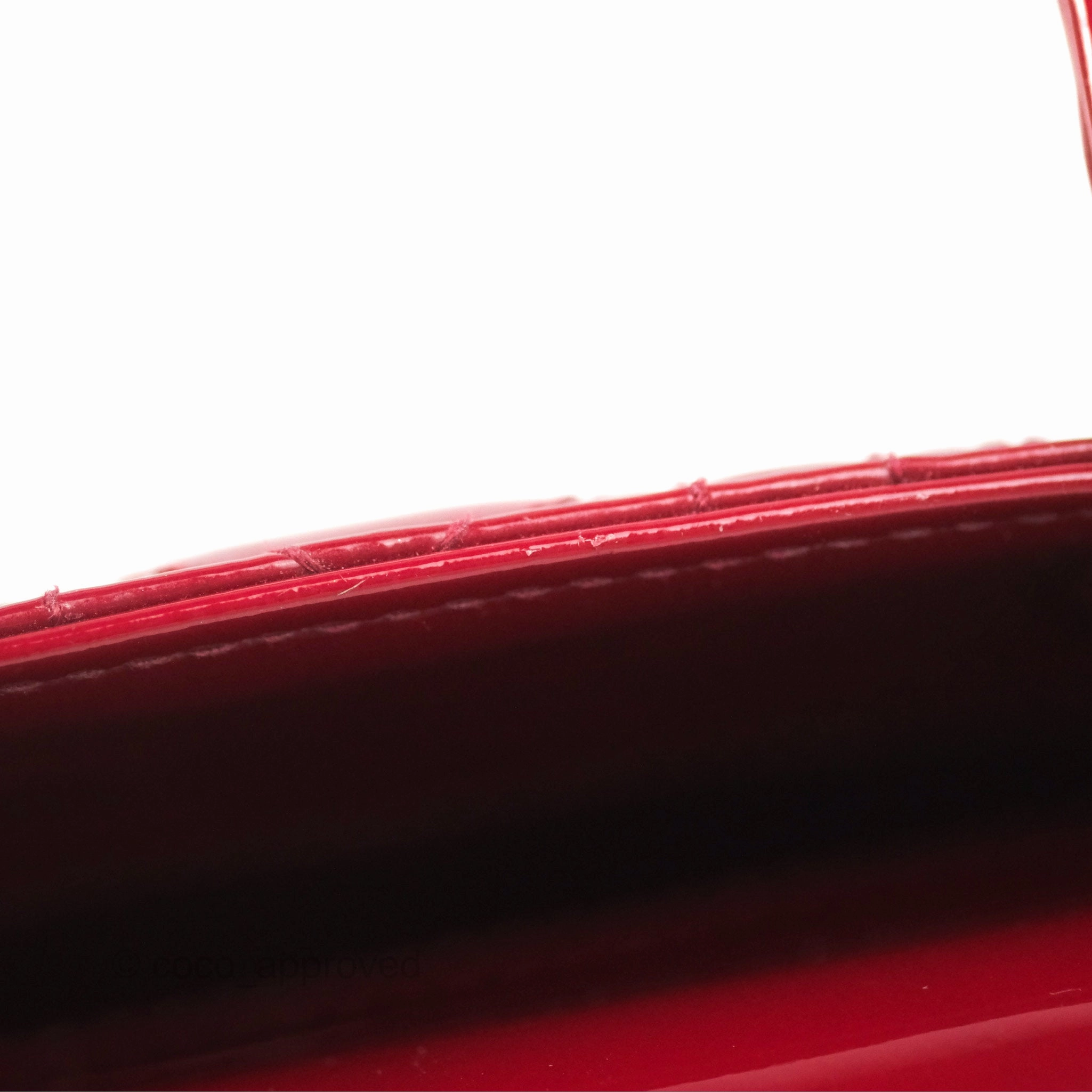 Christian Dior Mini Lady Dior Bag Red Patent Gold Hardware
