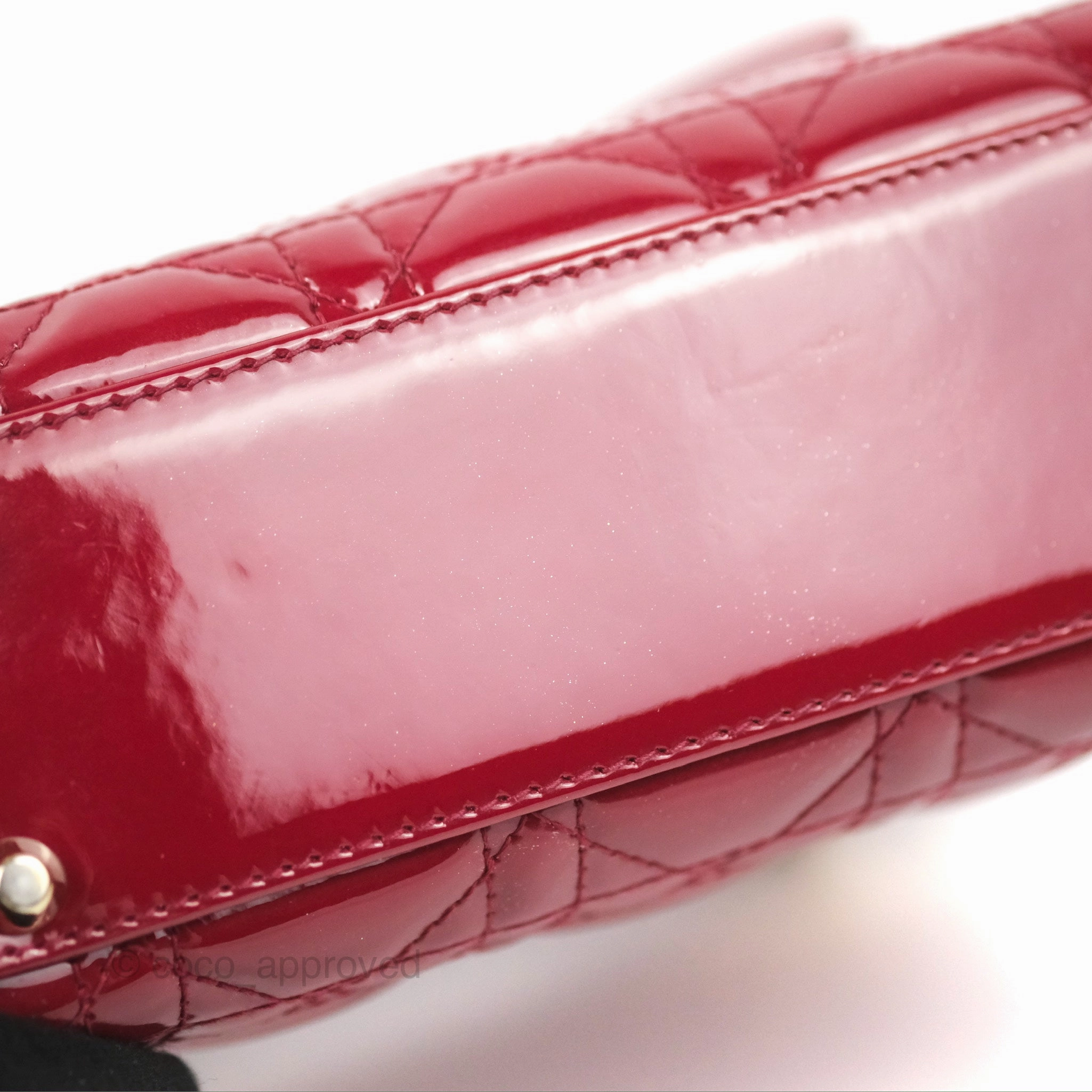 Christian Dior Mini Lady Dior Bag Red Patent Gold Hardware