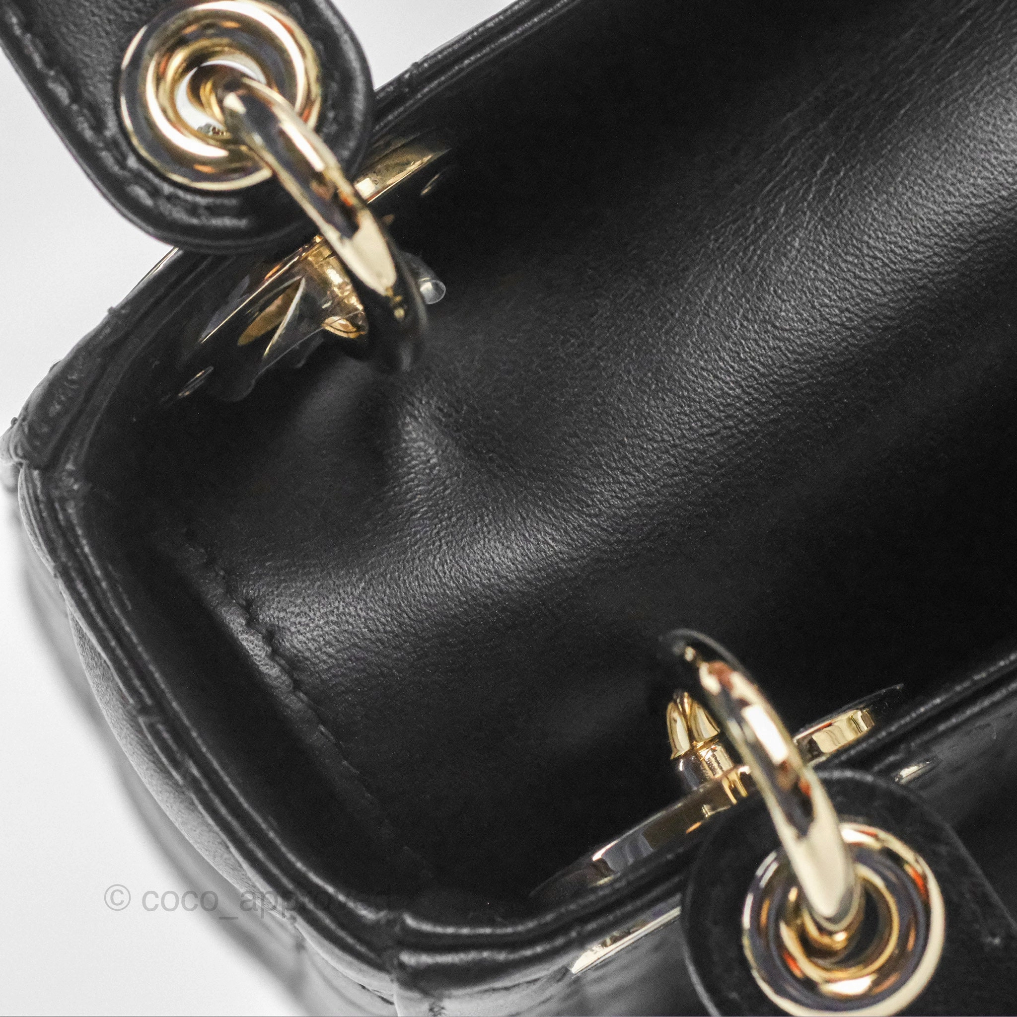 Christian Dior Mini Lady Dior Black Lambskin Gold Hardware