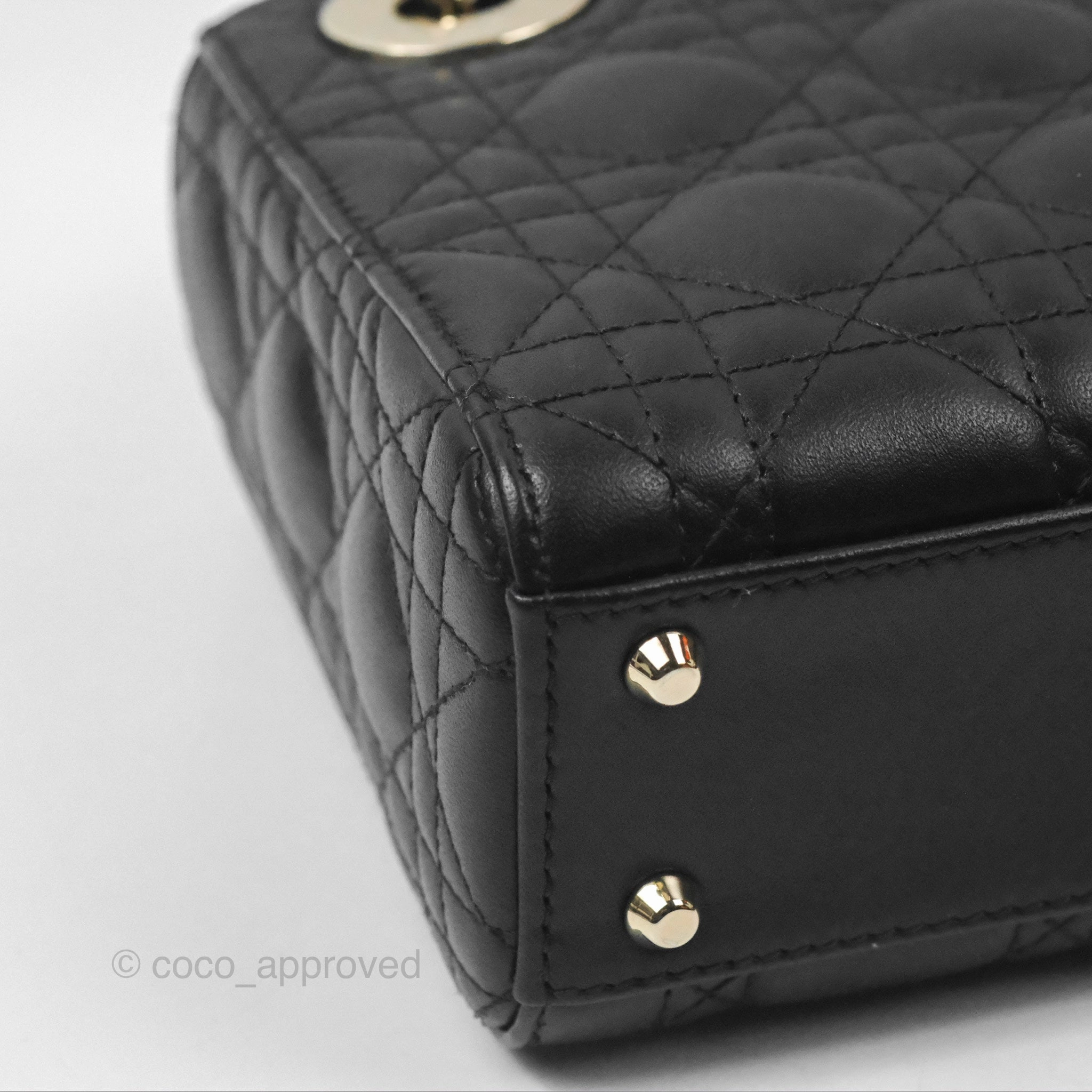 Christian Dior Mini Lady Dior Black Lambskin Gold Hardware