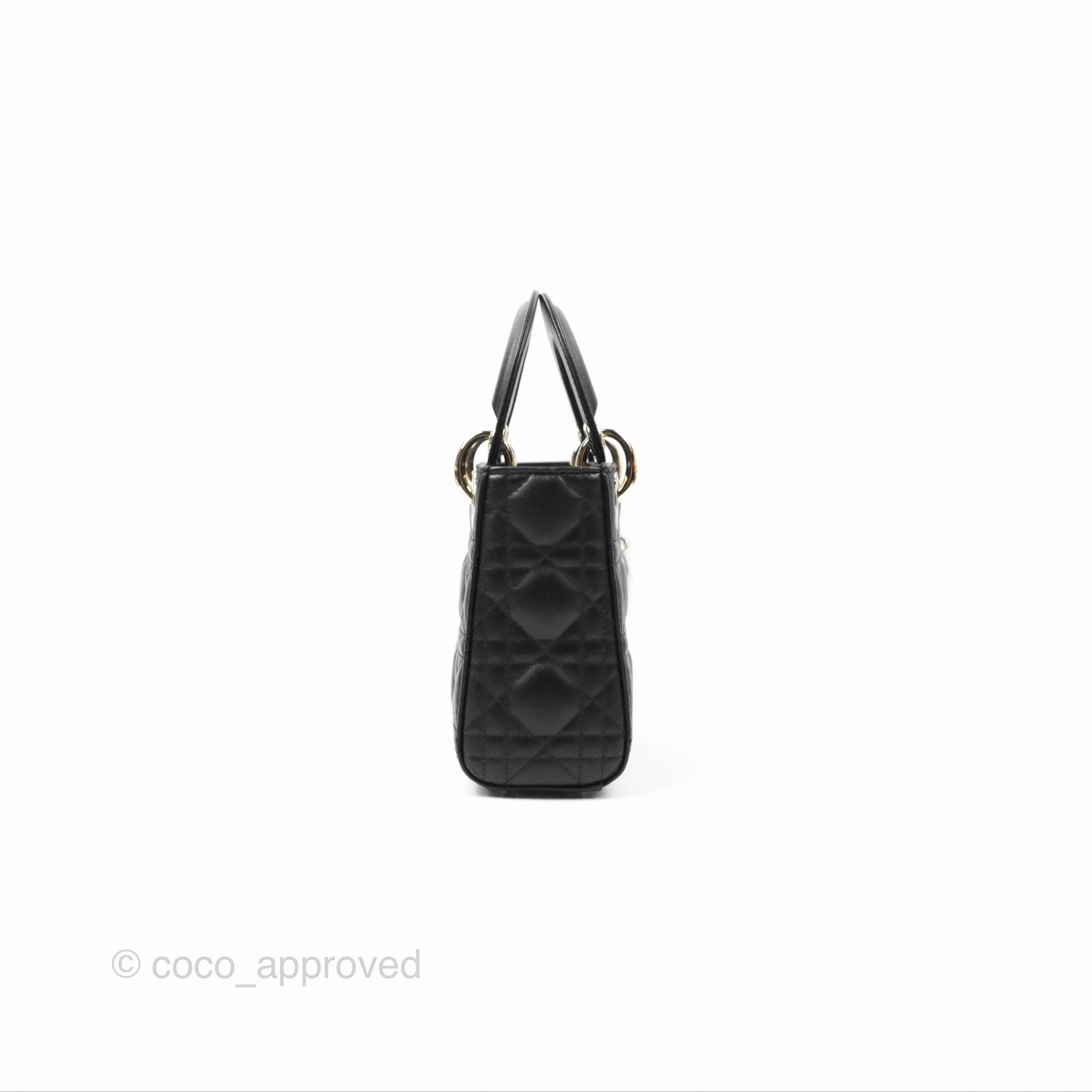 Christian Dior Mini Lady Dior Black Lambskin Gold Hardware