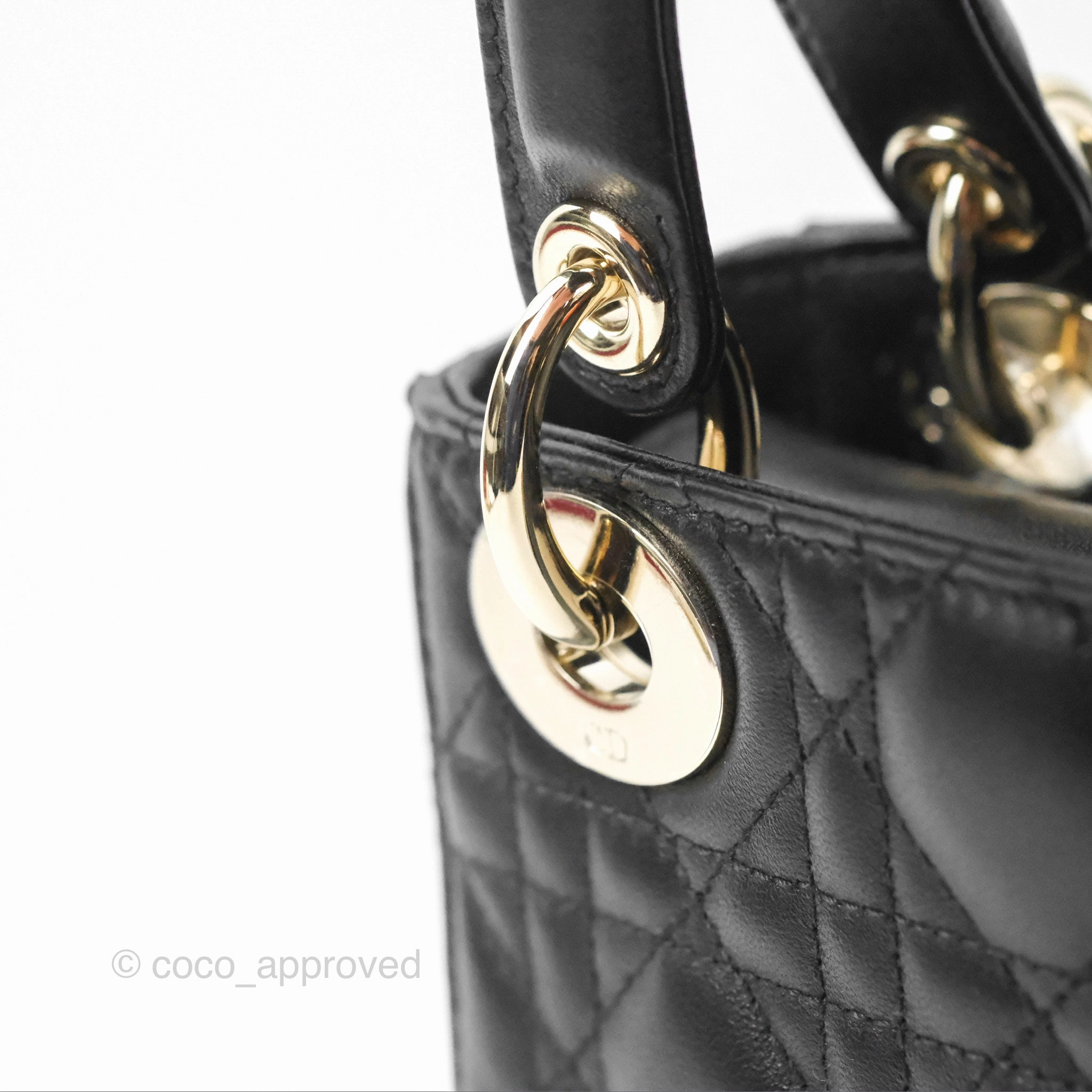Christian Dior Mini Lady Dior Black Lambskin Gold Hardware