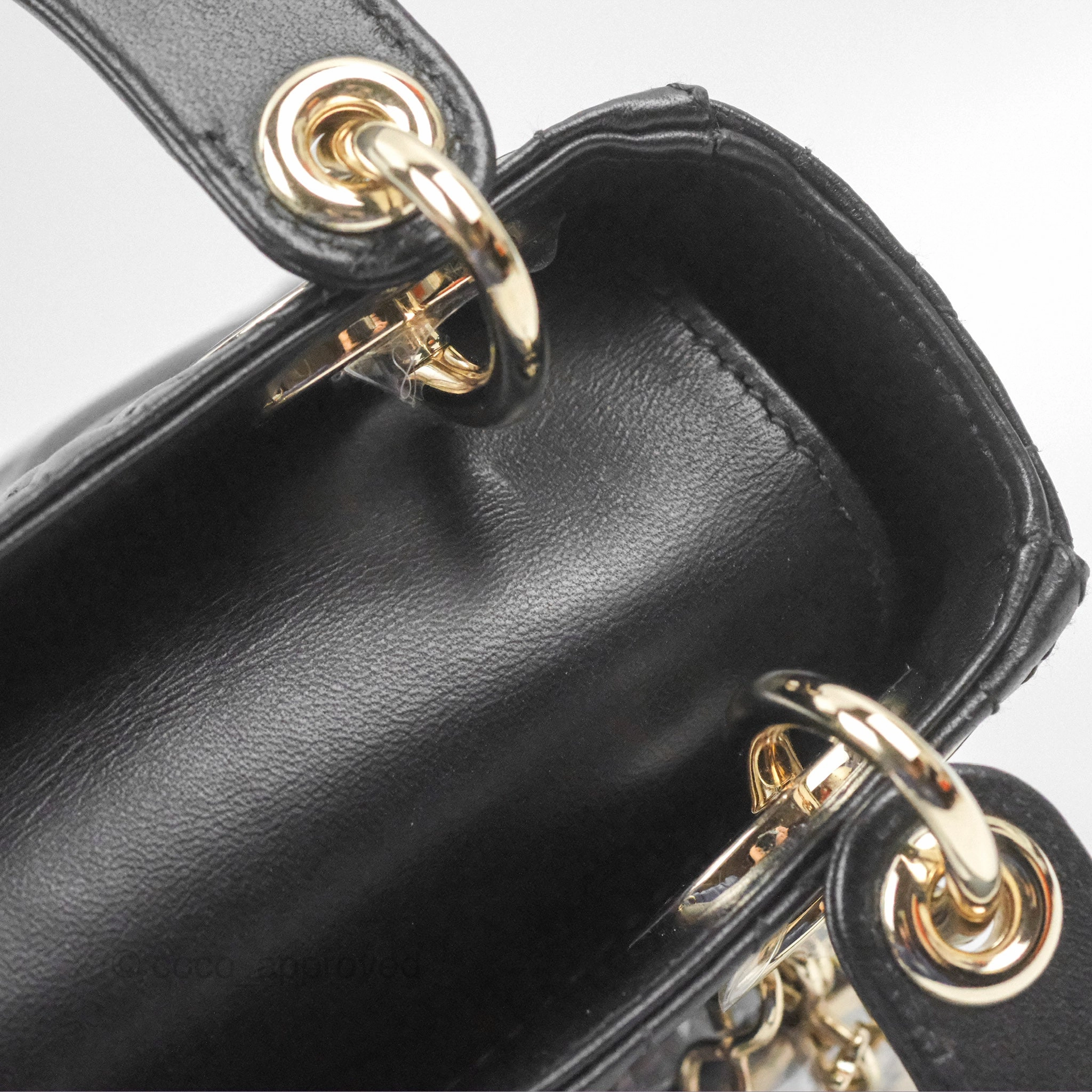 Christian Dior Mini Lady Dior Black Lambskin Gold Hardware