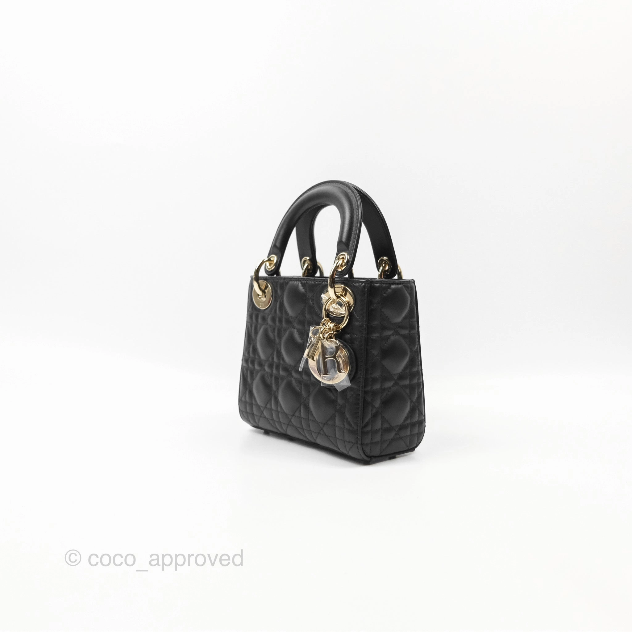 Christian Dior Mini Lady Dior Black Lambskin Gold Hardware