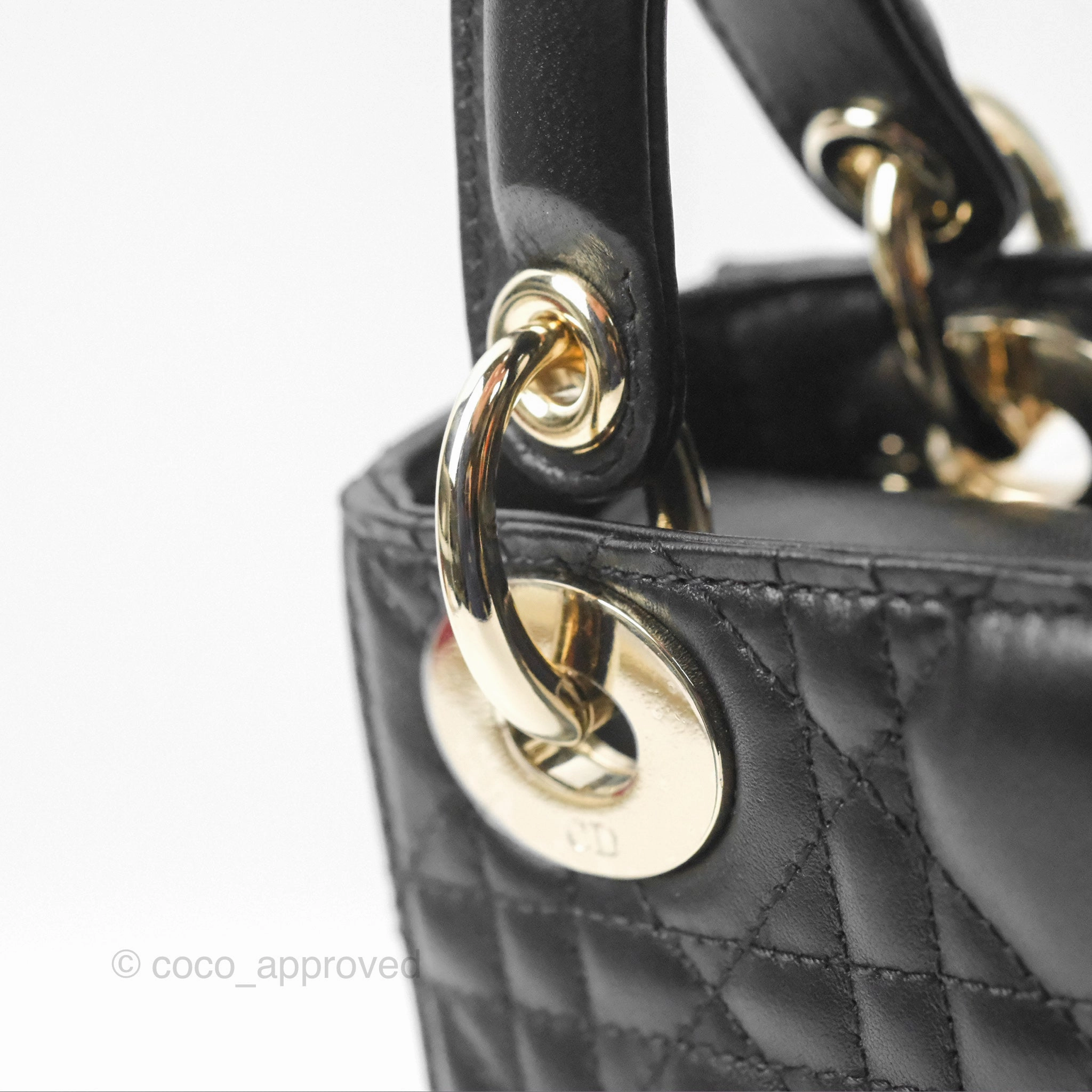 Christian Dior Mini Lady Dior Black Lambskin Gold Hardware