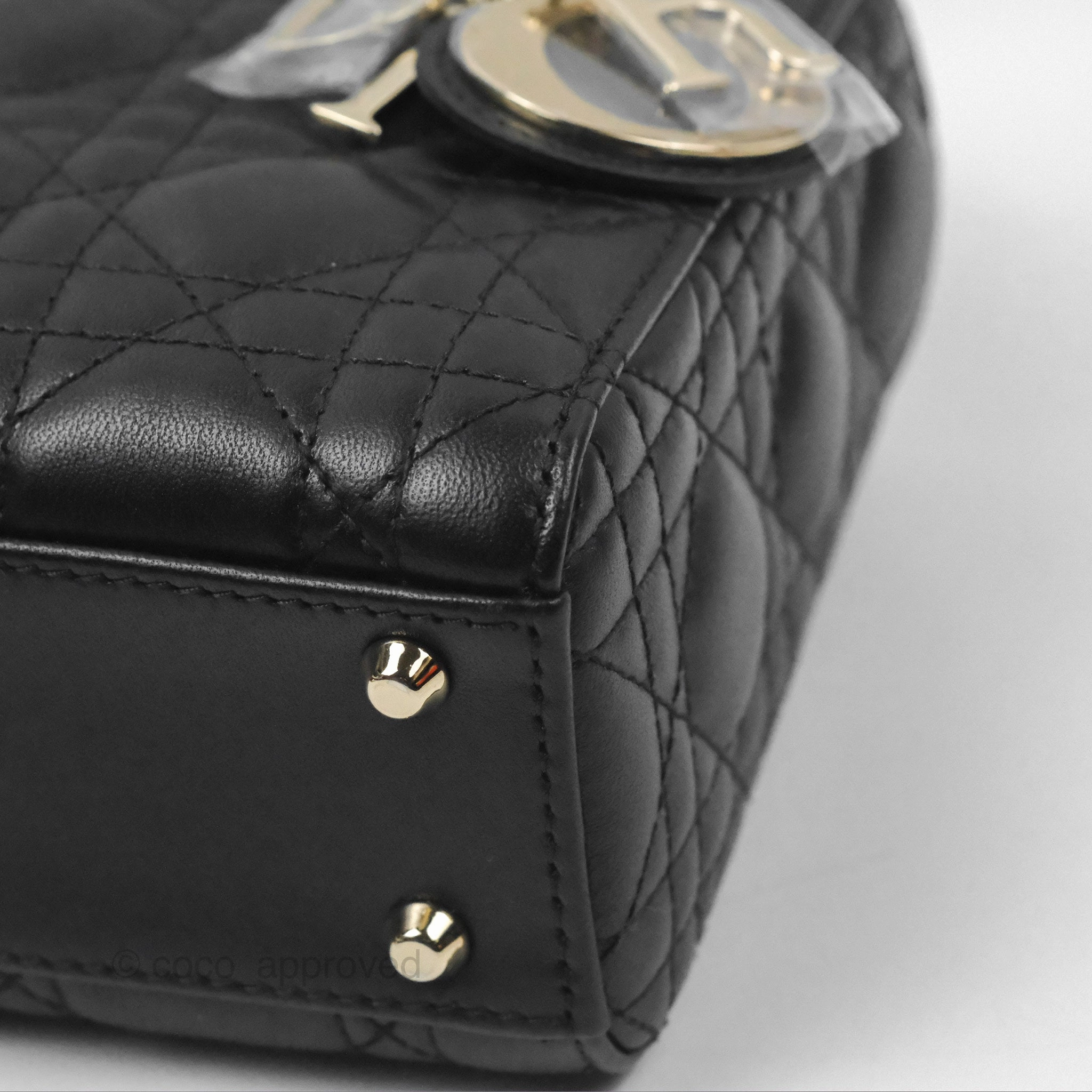 Christian Dior Mini Lady Dior Black Lambskin Gold Hardware