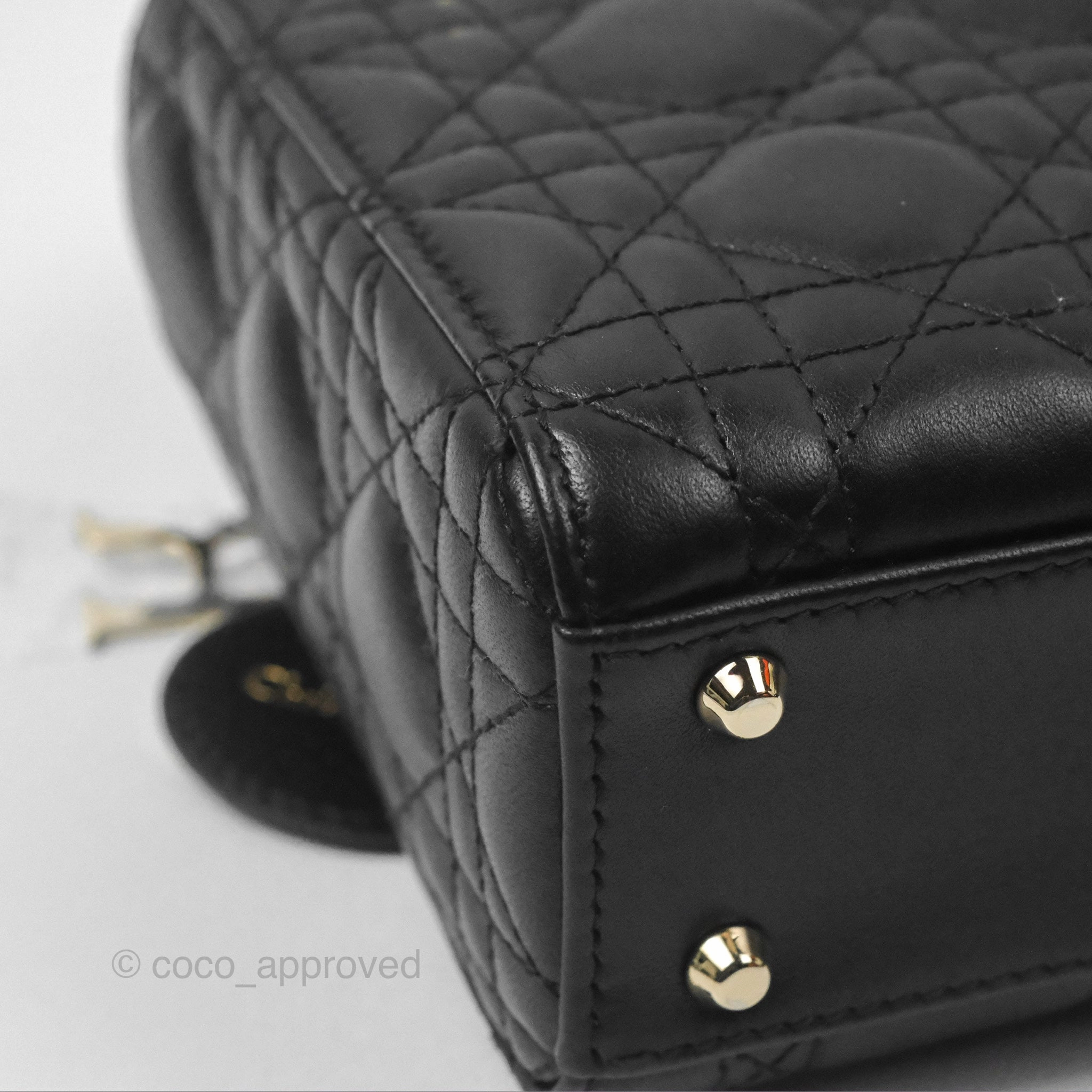 Christian Dior Mini Lady Dior Black Lambskin Gold Hardware