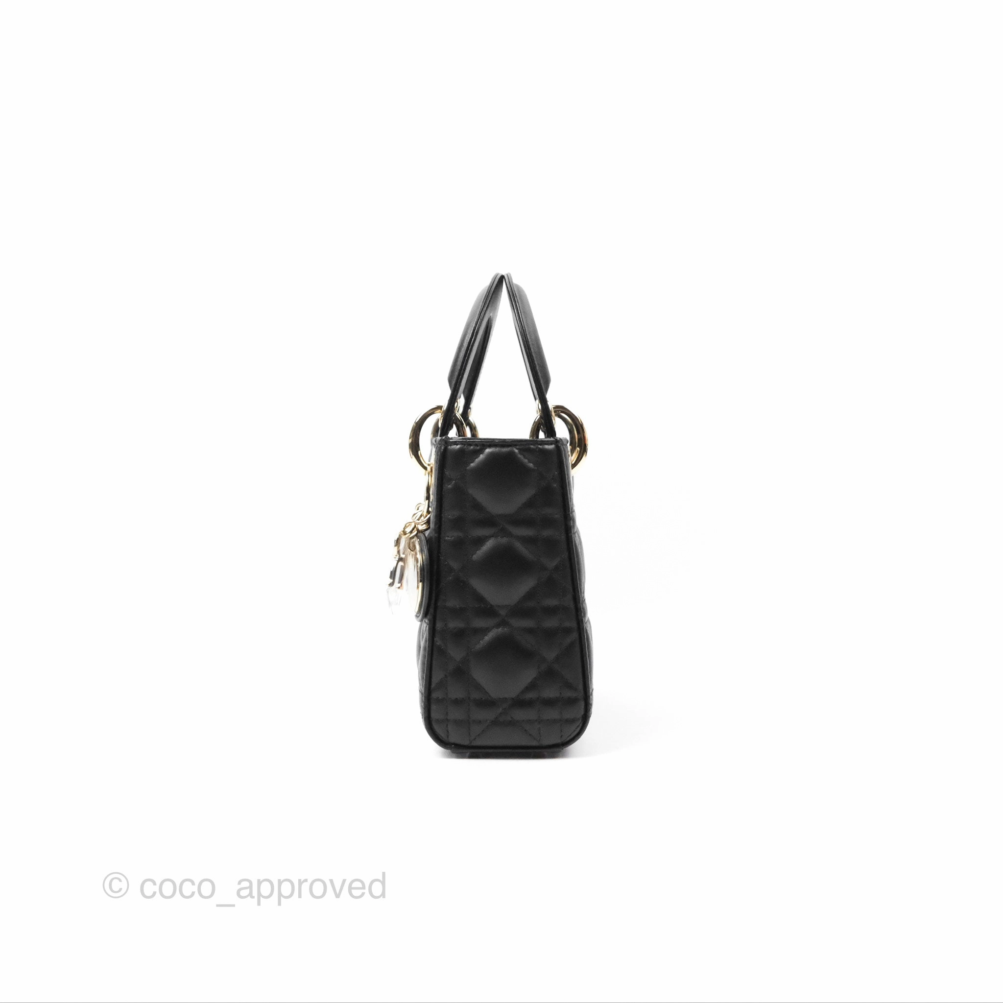 Christian Dior Mini Lady Dior Black Lambskin Gold Hardware